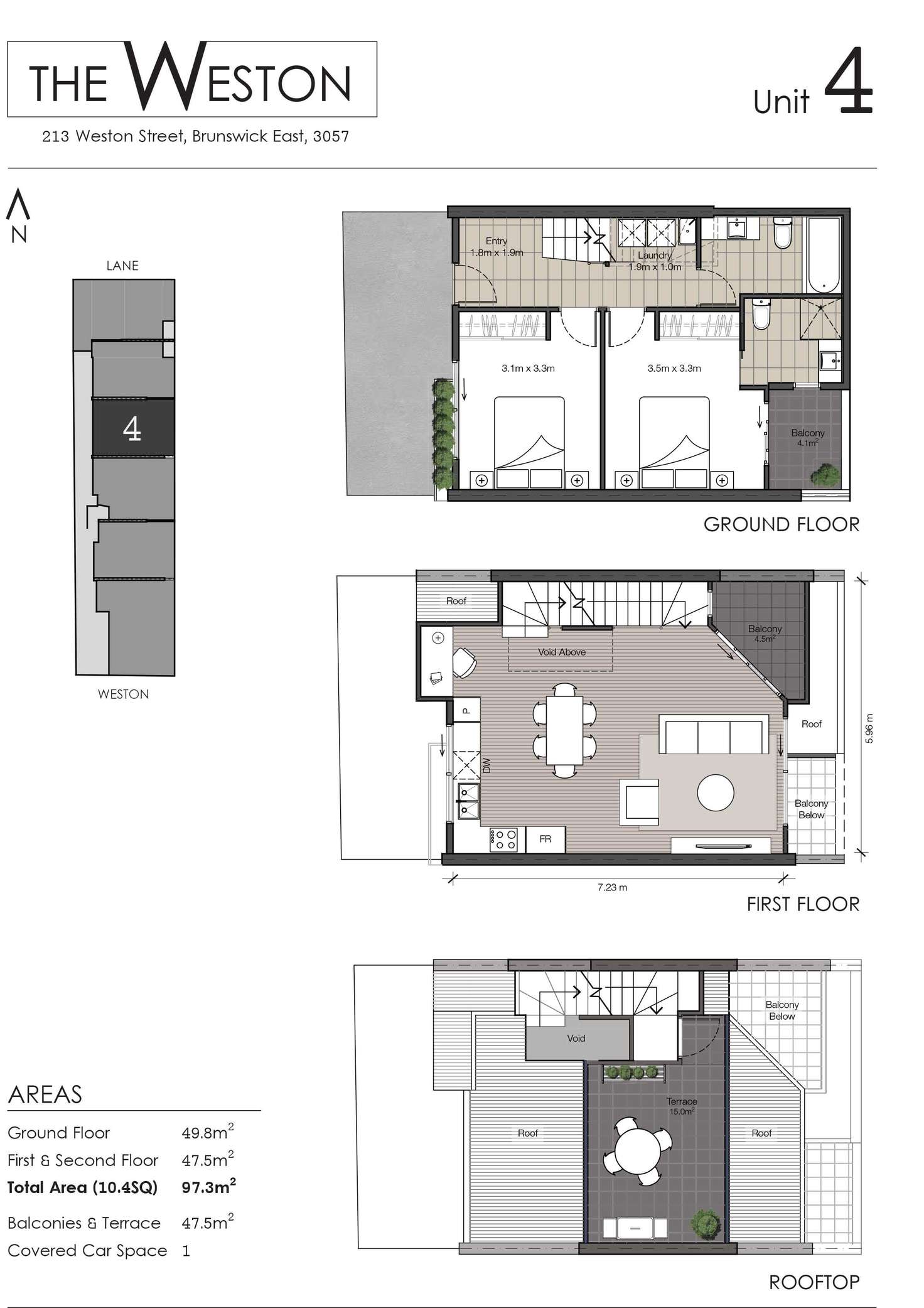 Floorplan of Homely townhouse listing, 4/213 Weston Street, Brunswick East VIC 3057
