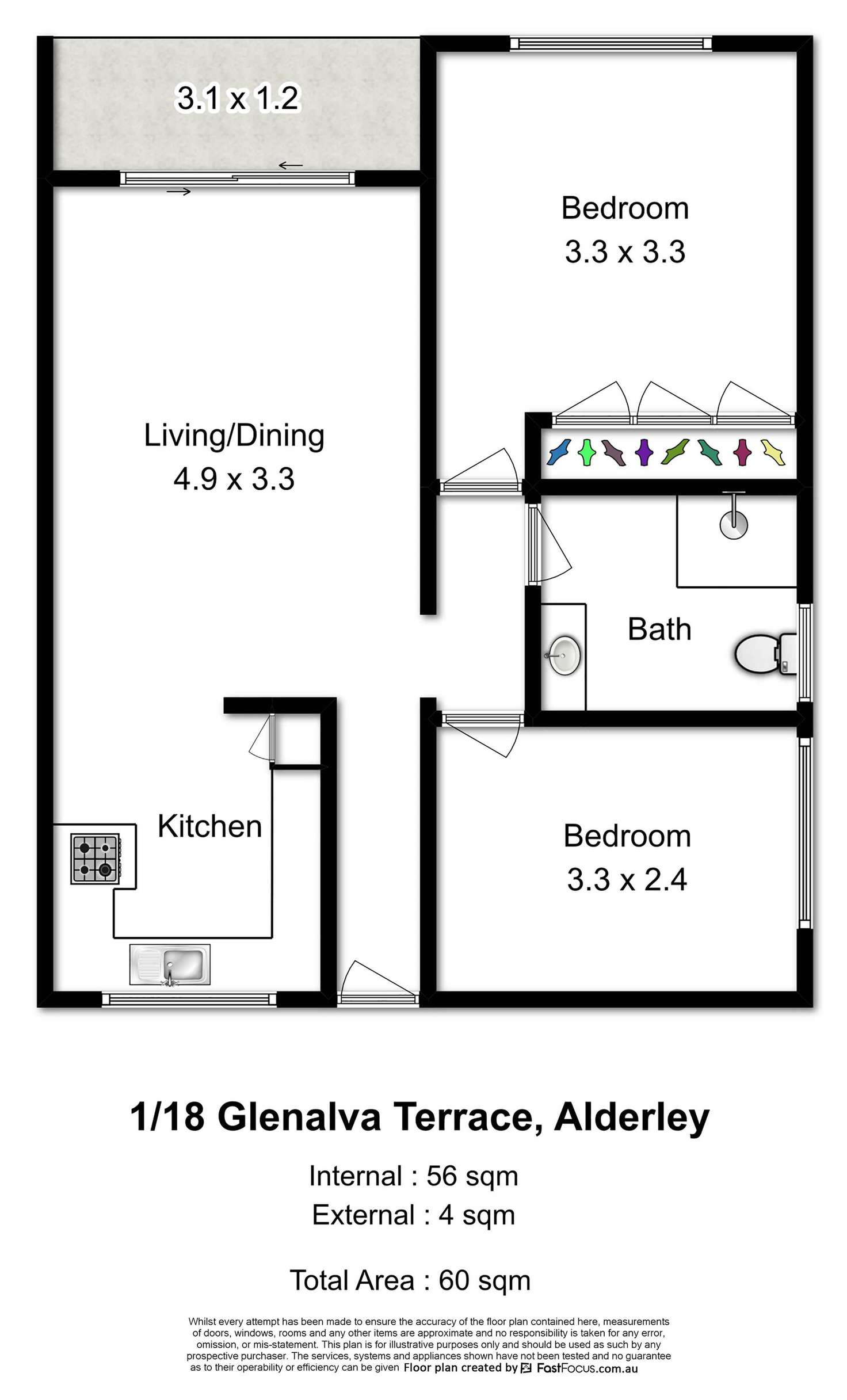 Floorplan of Homely unit listing, 1/18 Glenalva Terrace, Alderley QLD 4051