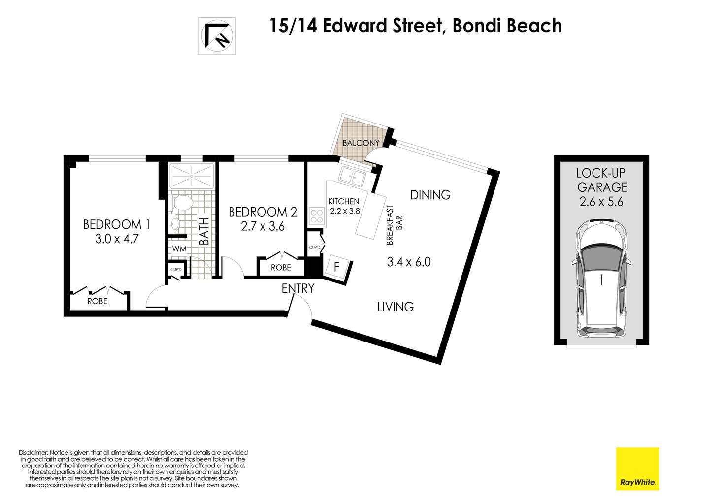 Floorplan of Homely apartment listing, 15/14 Edward Street, Bondi Beach NSW 2026