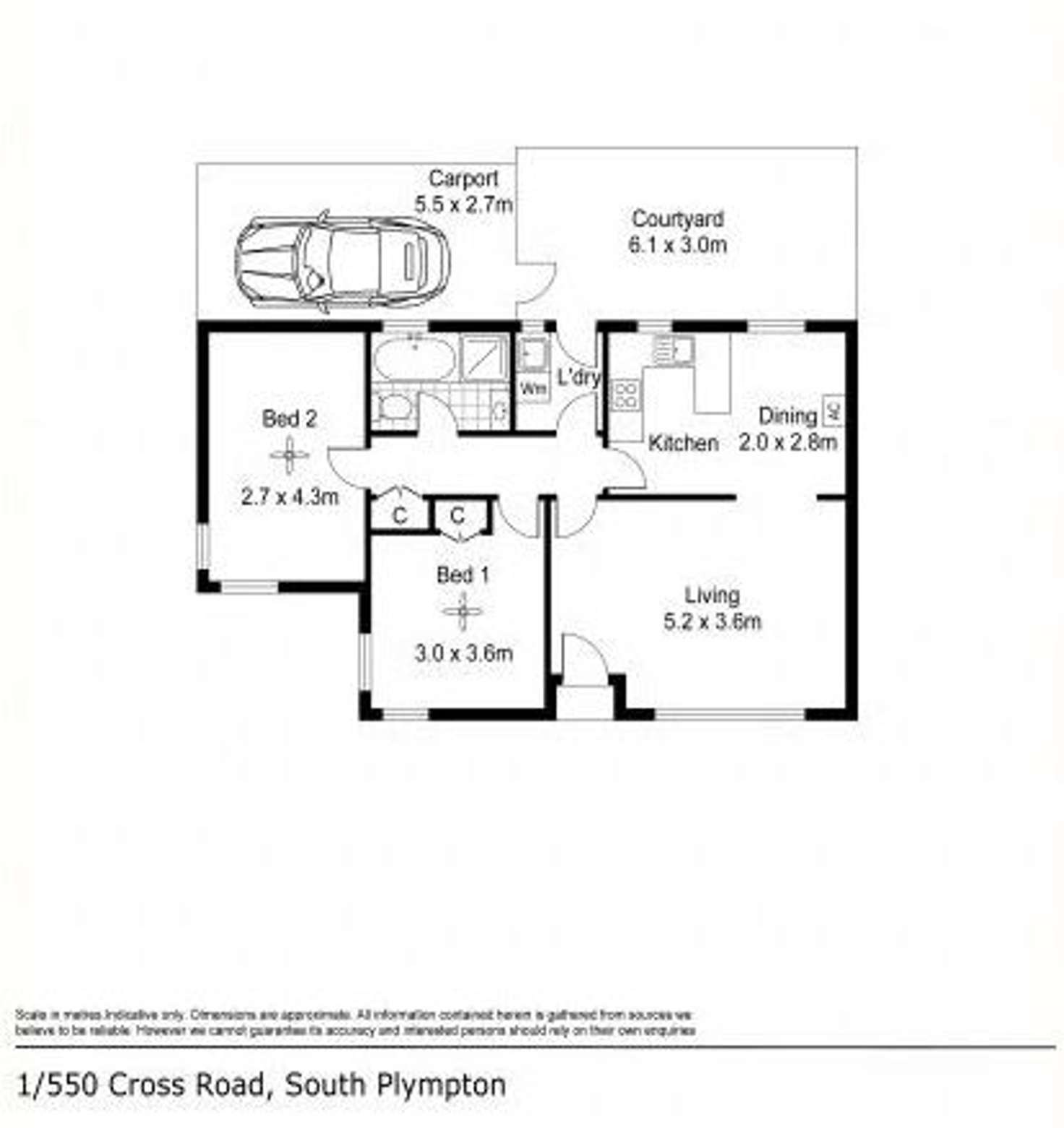 Floorplan of Homely unit listing, 1/550 Cross Road, South Plympton SA 5038