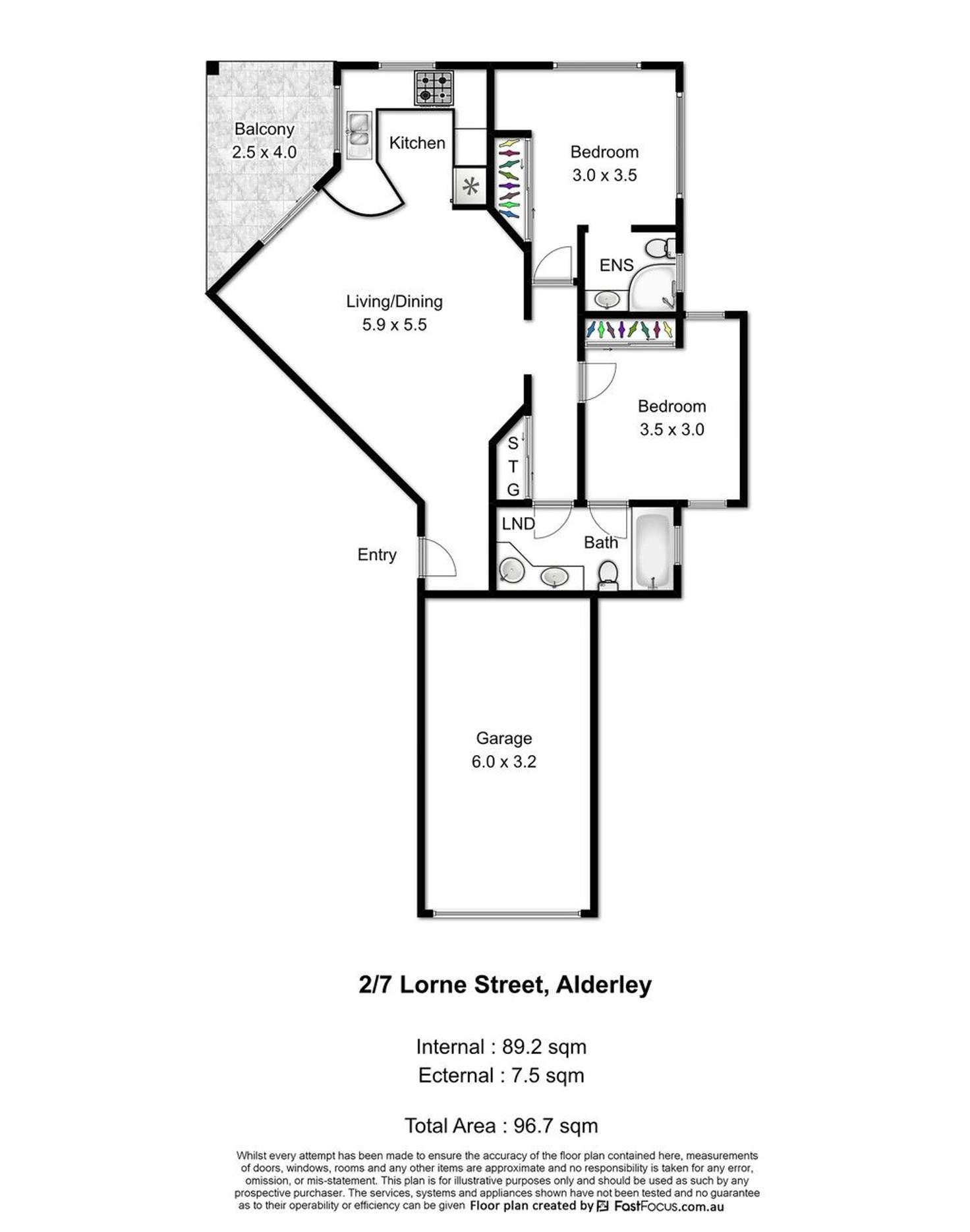 Floorplan of Homely unit listing, 2/7 Lorne Street, Alderley QLD 4051