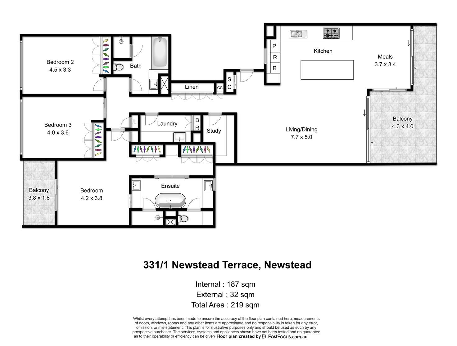 Floorplan of Homely apartment listing, 331/1 Newstead Terrace, Newstead QLD 4006