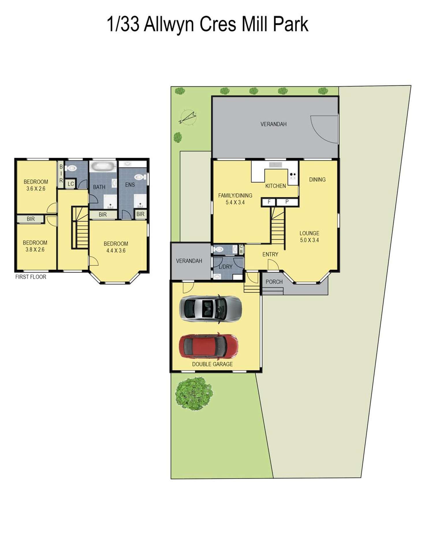 Floorplan of Homely townhouse listing, 1/33 Allwyn Crescent, Mill Park VIC 3082
