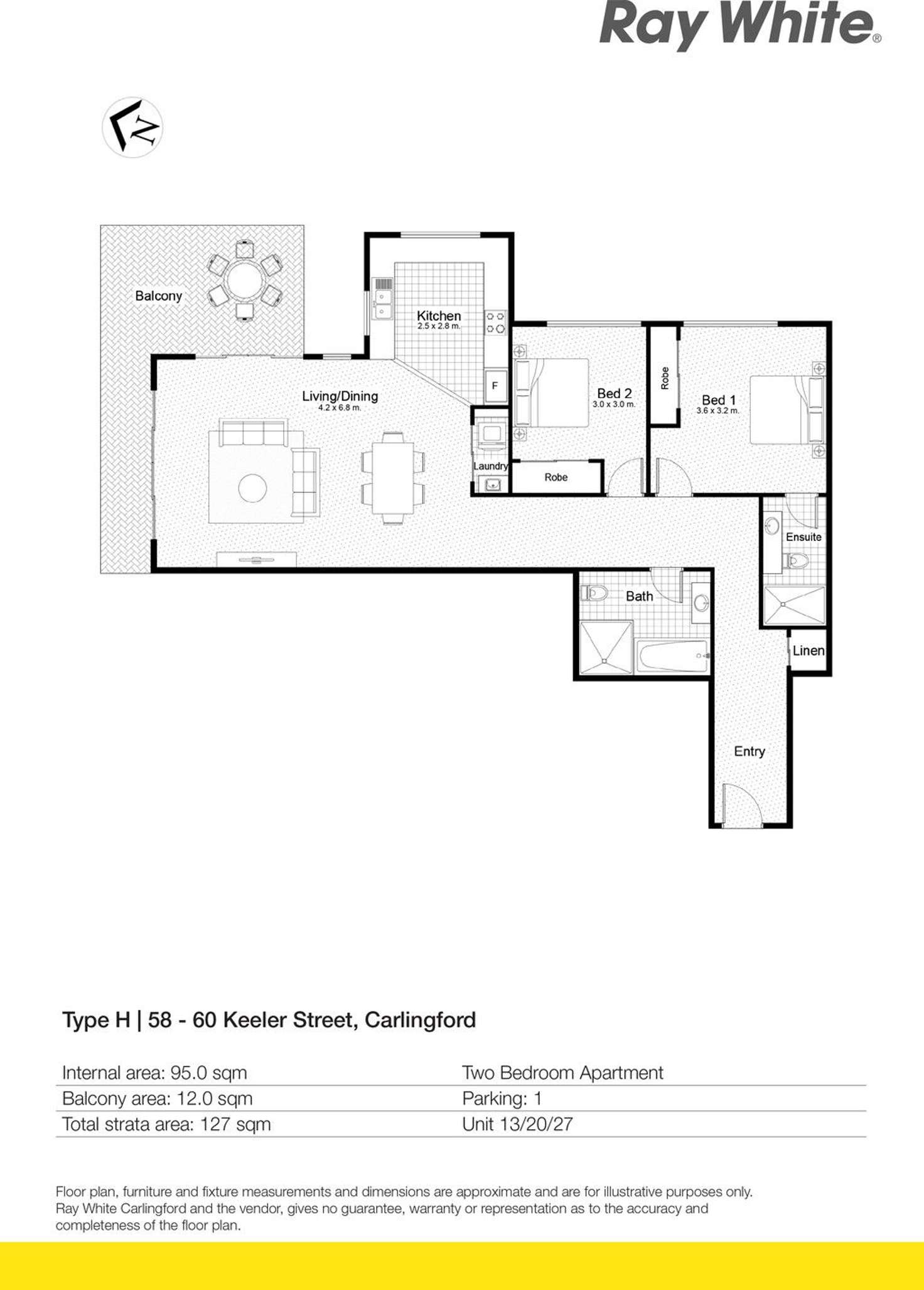 Floorplan of Homely apartment listing, 13/58-60 Keeler Street, Carlingford NSW 2118