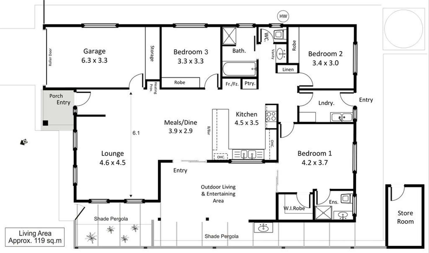 Floorplan of Homely house listing, 3B Madeira Street, Berri SA 5343