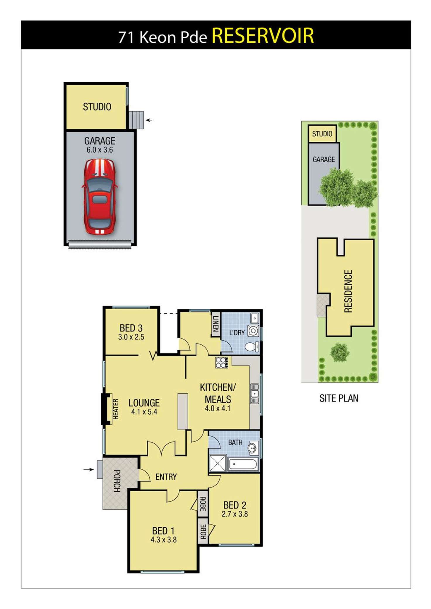 Floorplan of Homely house listing, 71 Keon Parade, Reservoir VIC 3073