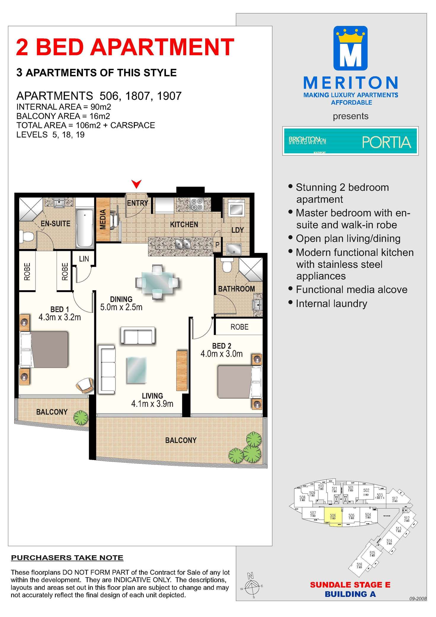 Floorplan of Homely apartment listing, 506/2 Aqua Street, Southport QLD 4215