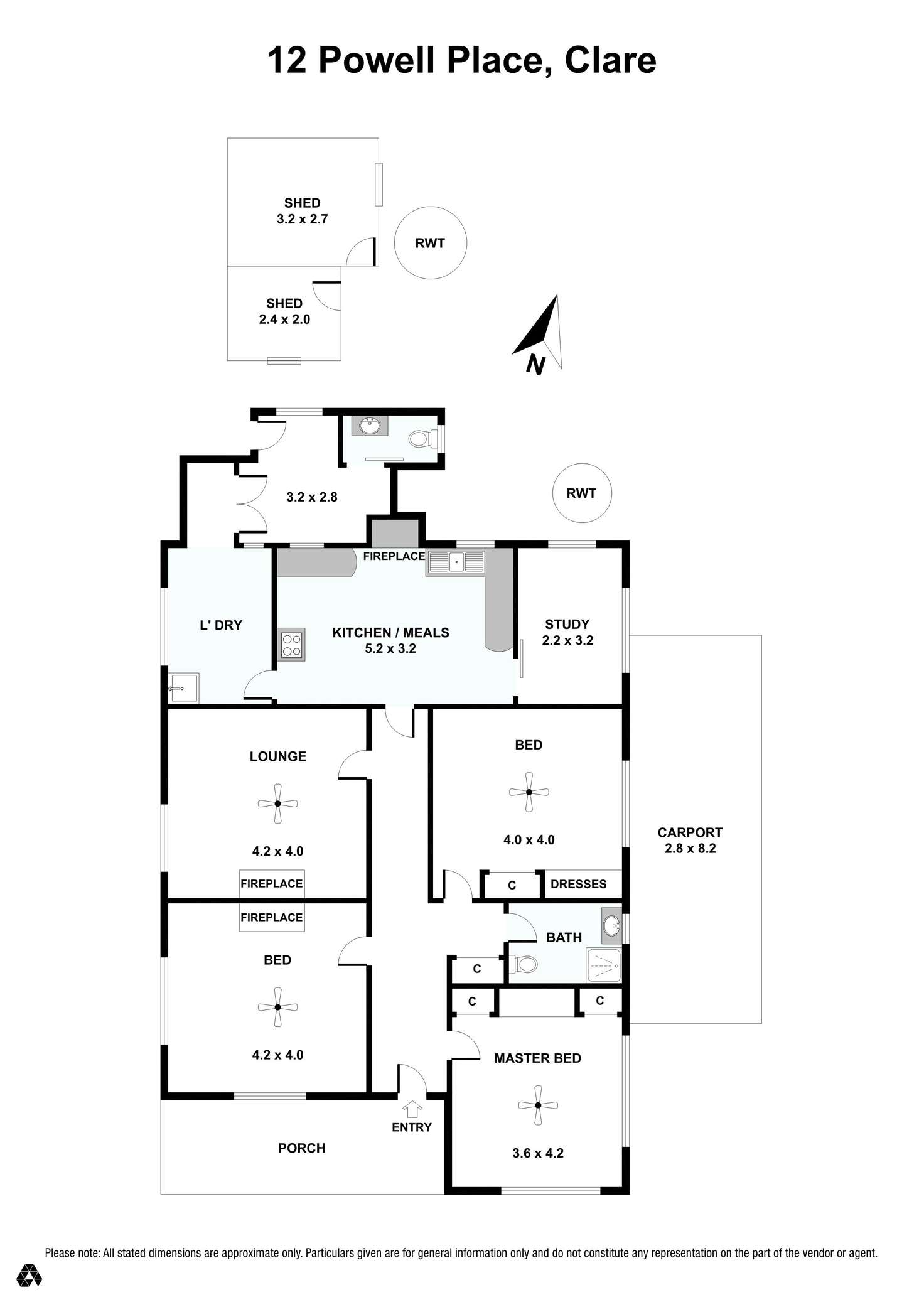 Floorplan of Homely house listing, 12 Powell Place, Clare SA 5453