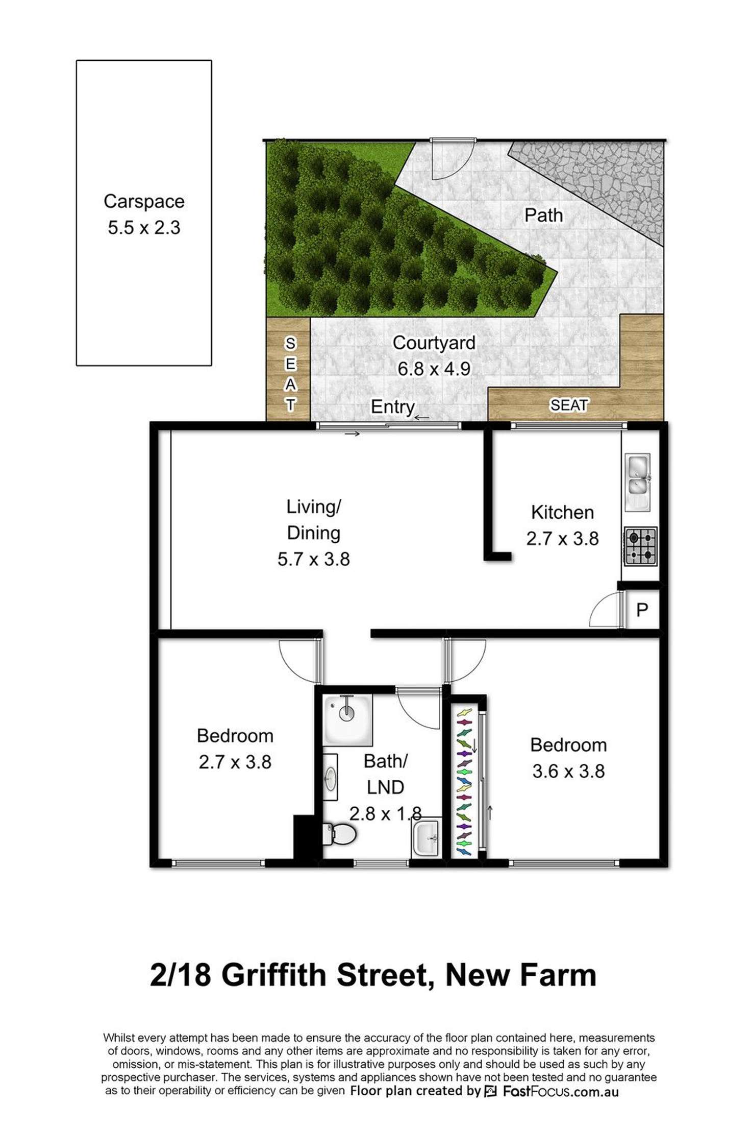 Floorplan of Homely apartment listing, 2/18 Griffith Street, New Farm QLD 4005