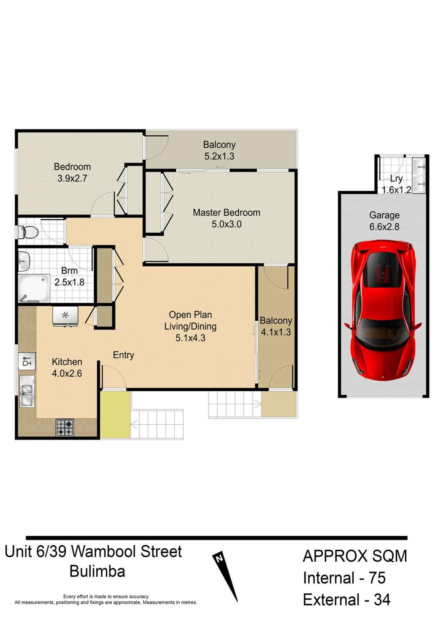 Floorplan of Homely unit listing, 6/39 Wambool Street, Bulimba QLD 4171