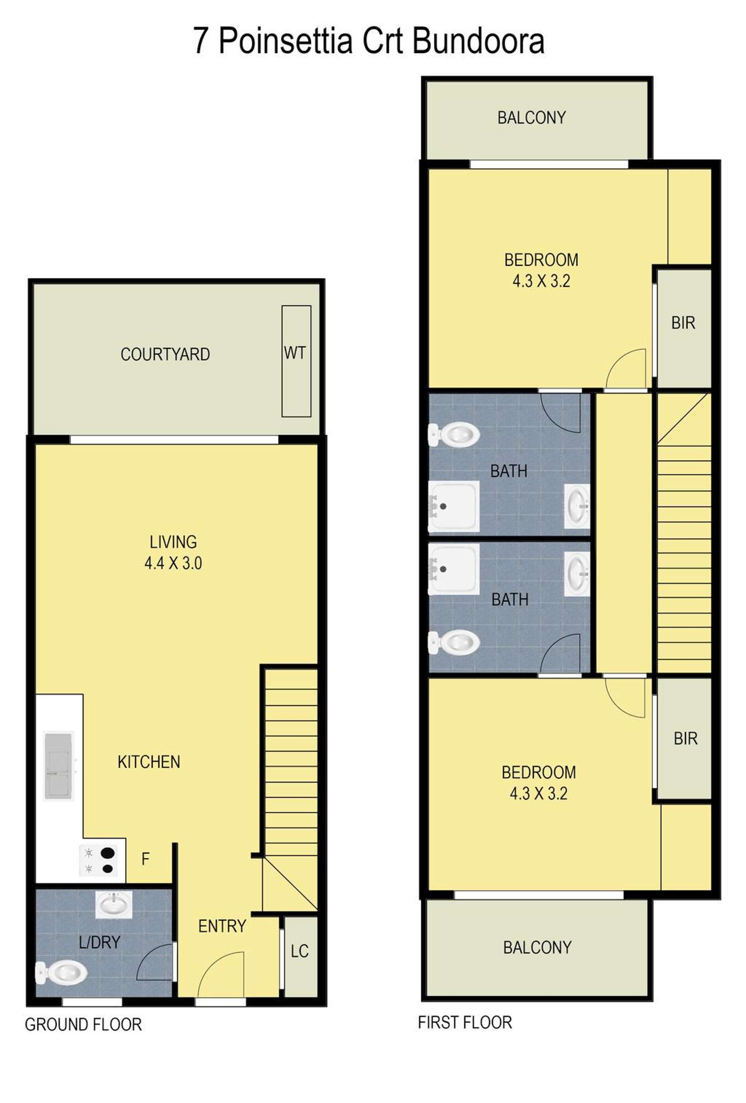 Floorplan of Homely townhouse listing, 7 Poinsettia Court, Bundoora VIC 3083