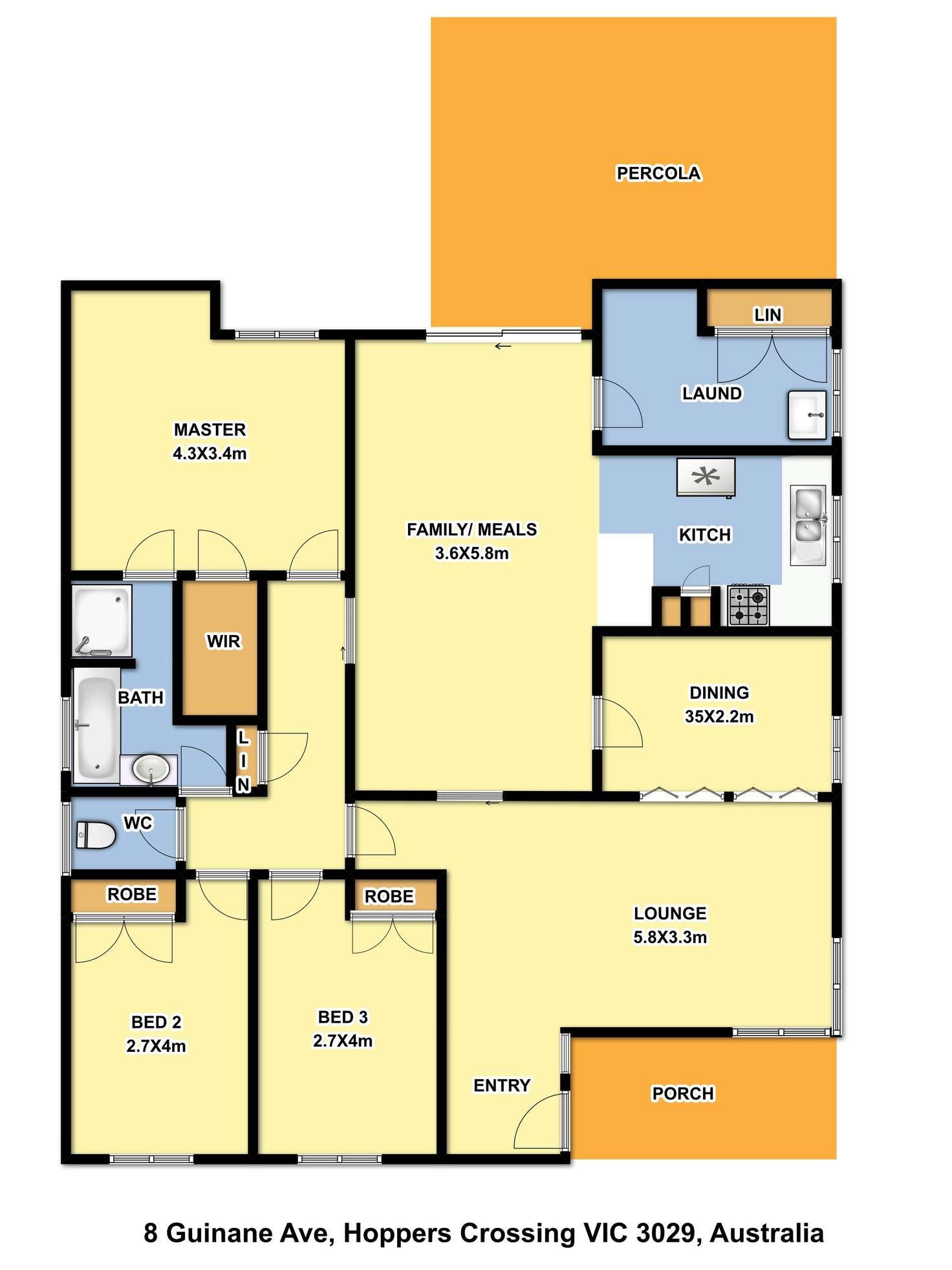 Floorplan of Homely house listing, 8 Guinane Avenue, Hoppers Crossing VIC 3029