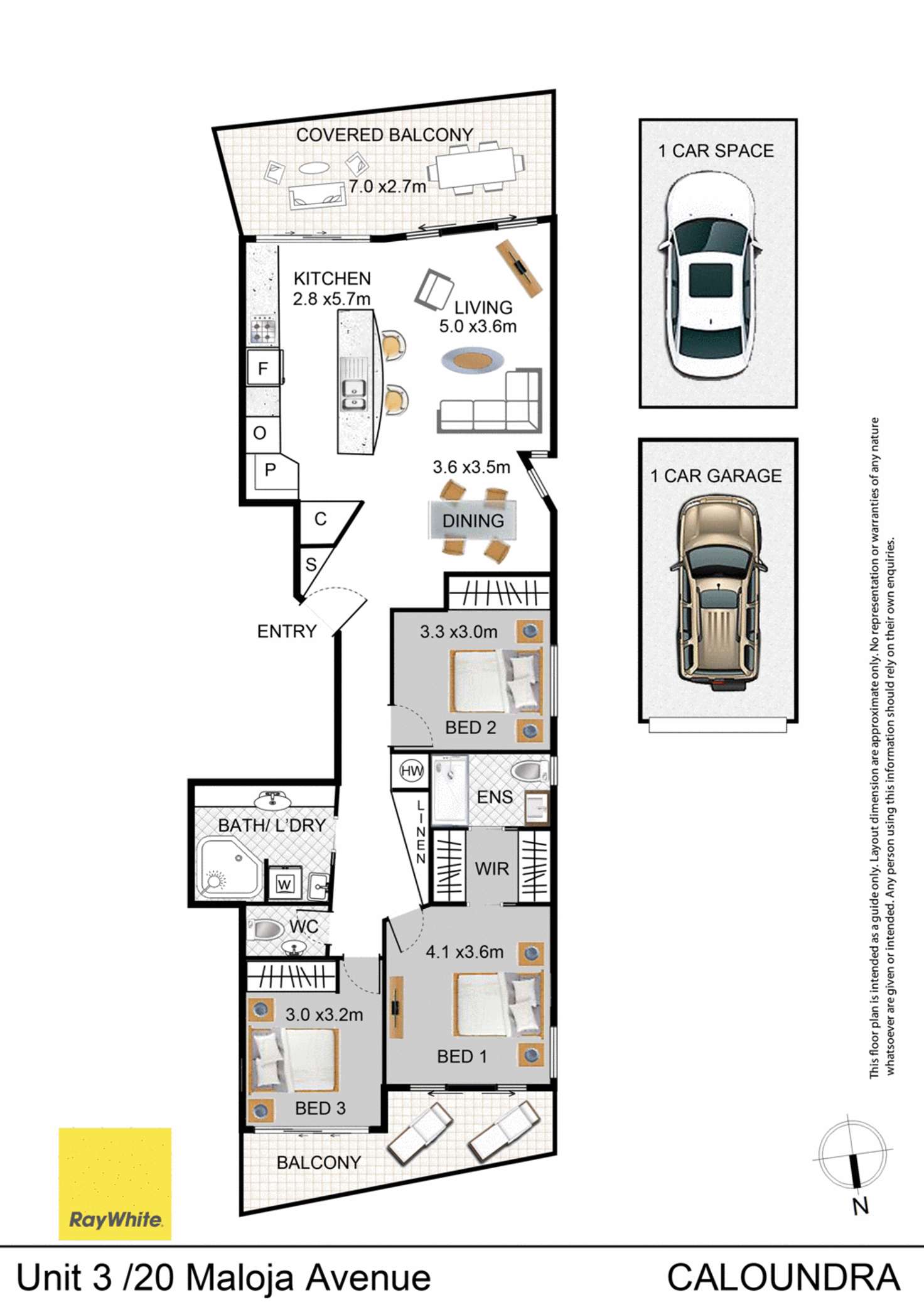 Floorplan of Homely unit listing, Unit 3/20 Maloja Avenue, Caloundra QLD 4551