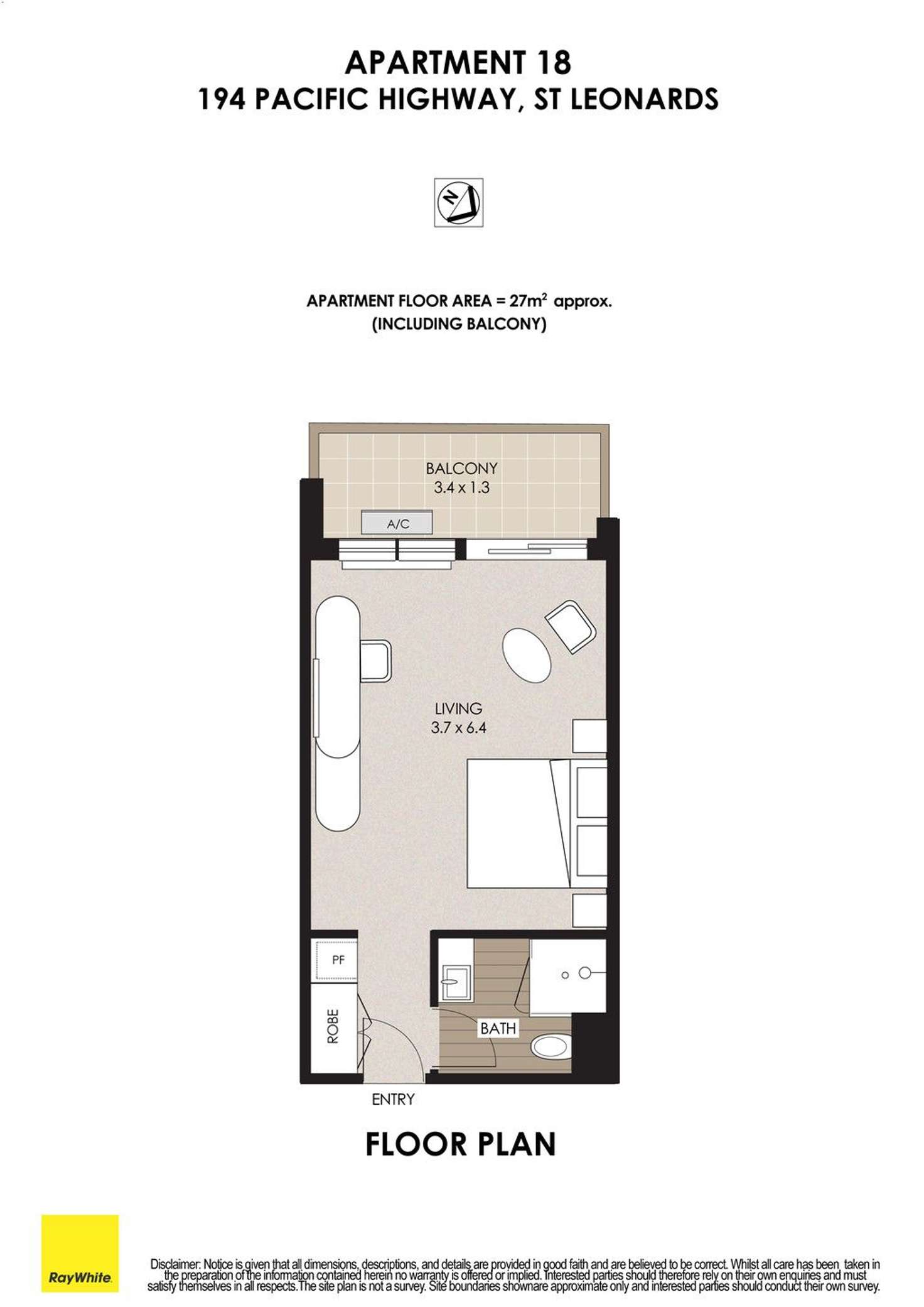 Floorplan of Homely apartment listing, 18/194 Pacific Highway, St Leonards NSW 2065