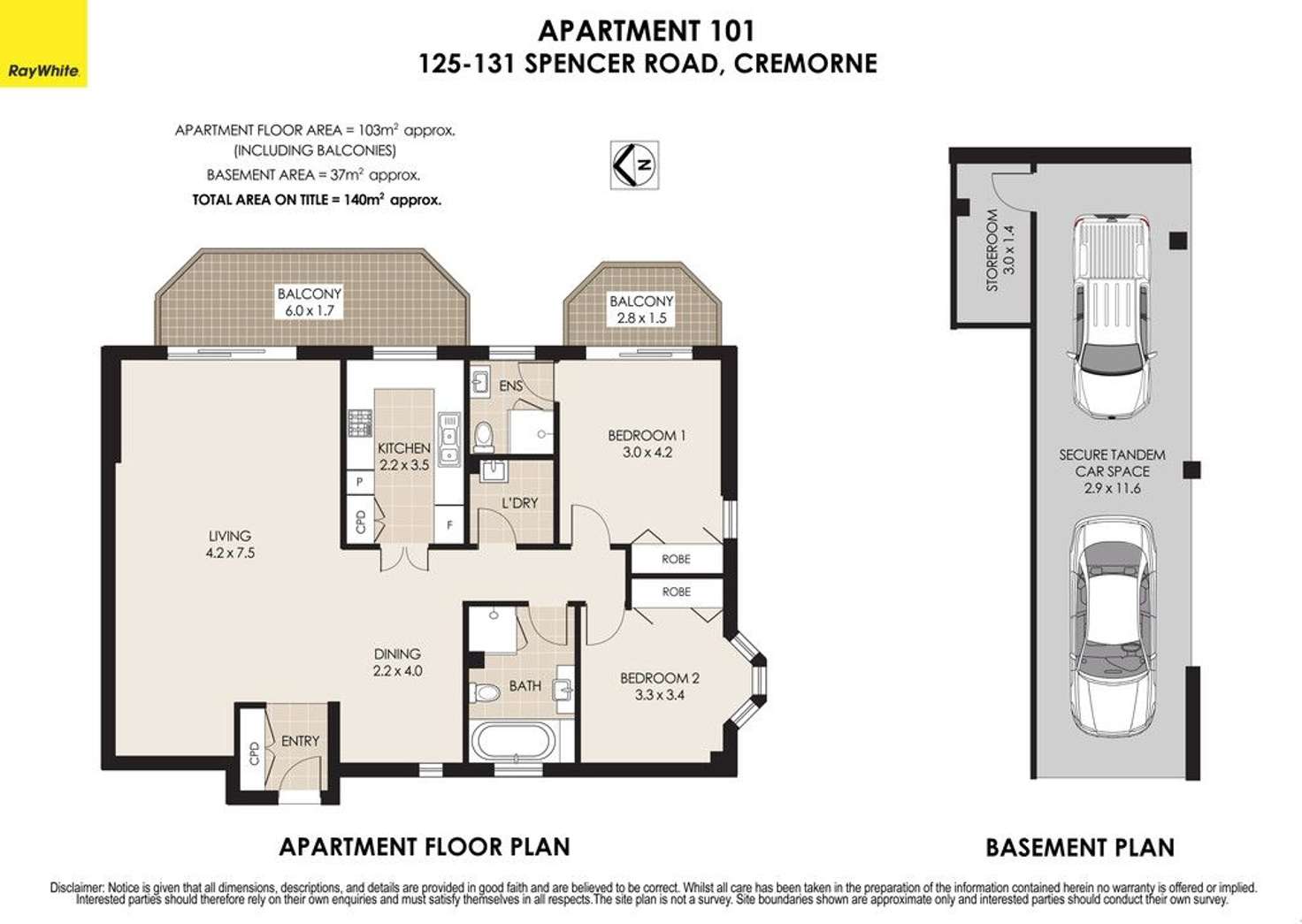 Floorplan of Homely apartment listing, 101/131 Spencer Road, Cremorne NSW 2090