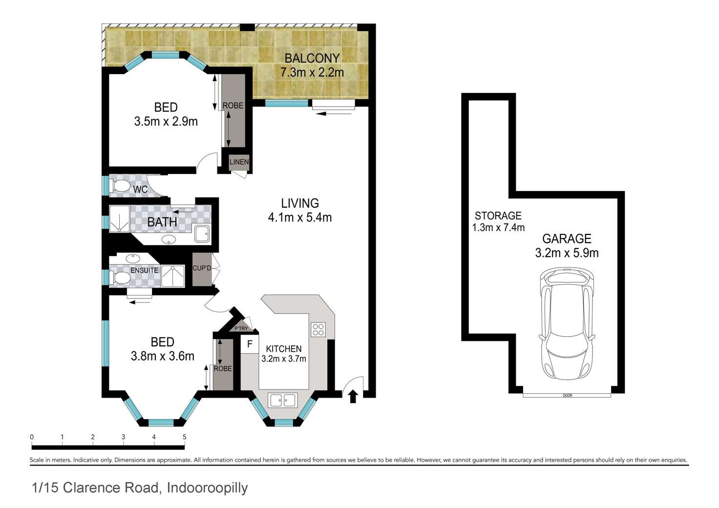 Floorplan of Homely unit listing, 1/15 Clarence Road, Indooroopilly QLD 4068