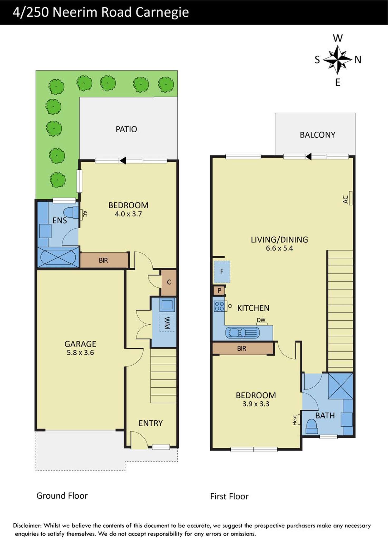 Floorplan of Homely townhouse listing, 4/250 Neerim Road, Carnegie VIC 3163