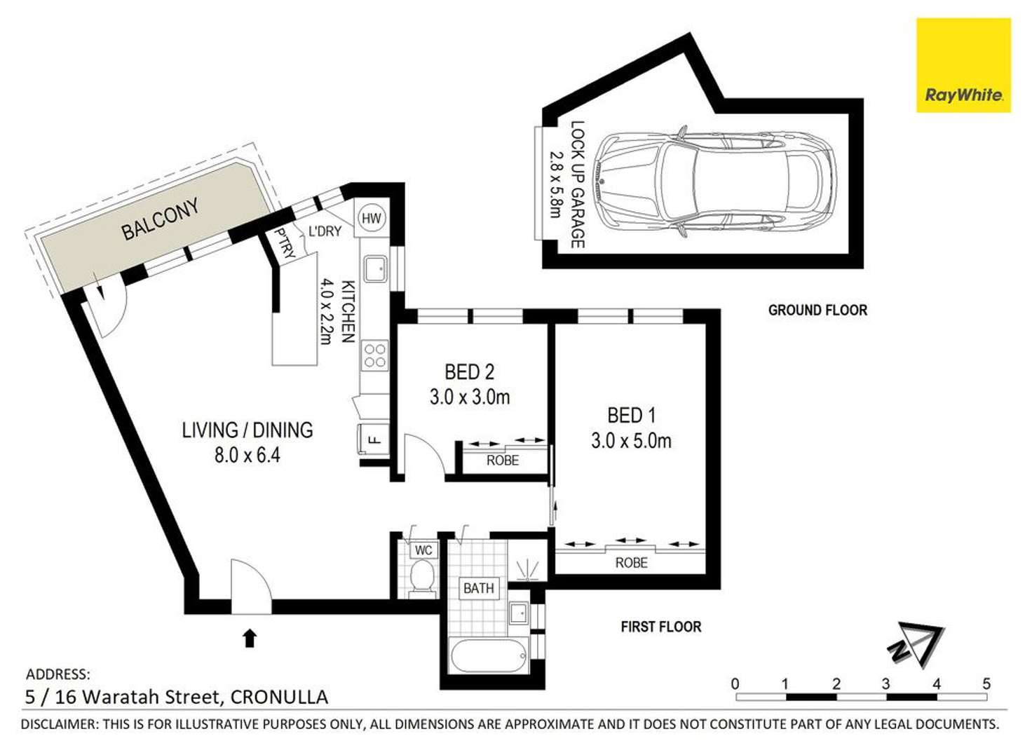 Floorplan of Homely apartment listing, 5/16 Waratah Street, Cronulla NSW 2230
