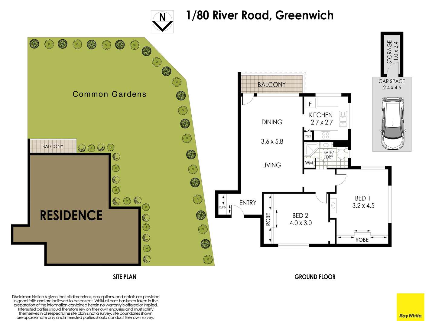 Floorplan of Homely unit listing, 1/80 River Road, Greenwich NSW 2065