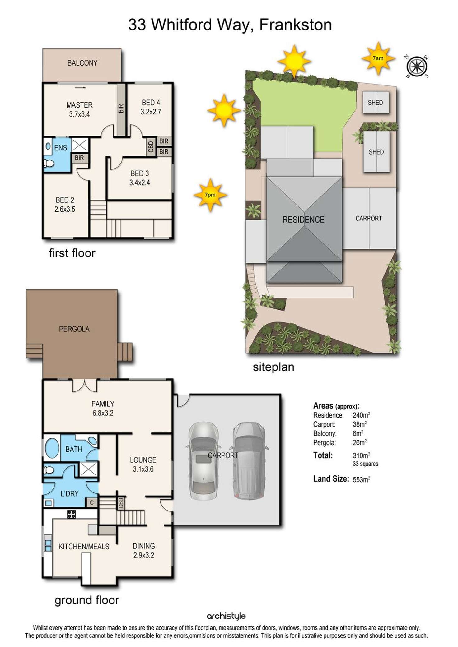 Floorplan of Homely house listing, 33 Whitford Way, Frankston VIC 3199