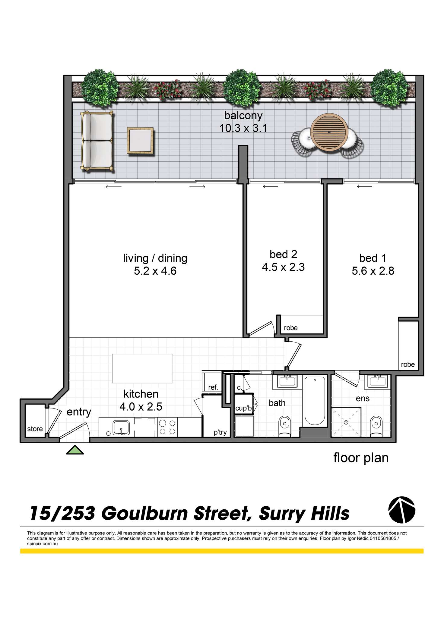 Floorplan of Homely apartment listing, 15/251-263 Goulburn Street, Surry Hills NSW 2010