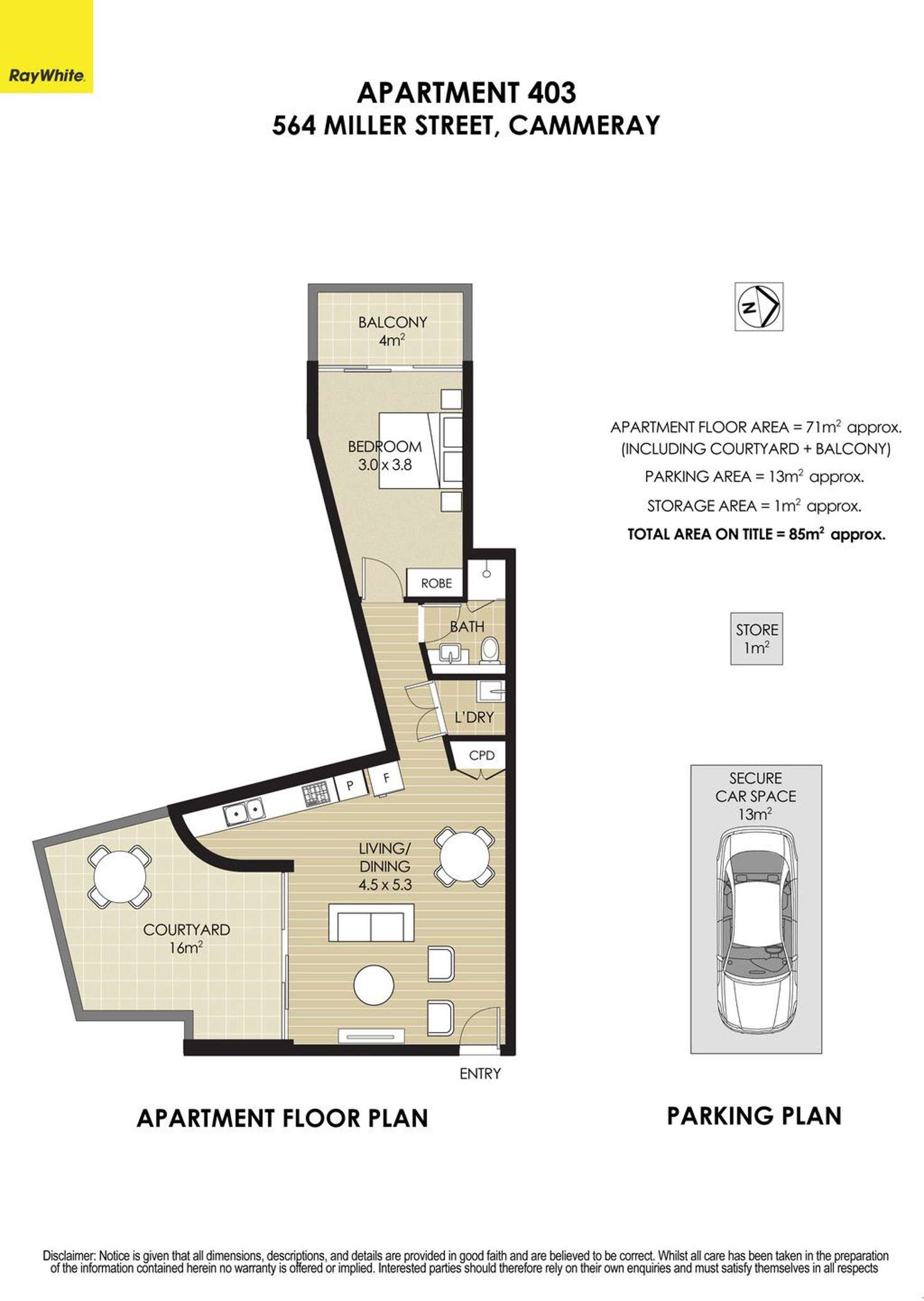 Floorplan of Homely apartment listing, 403/562a-564 Miller Street, Cammeray NSW 2062