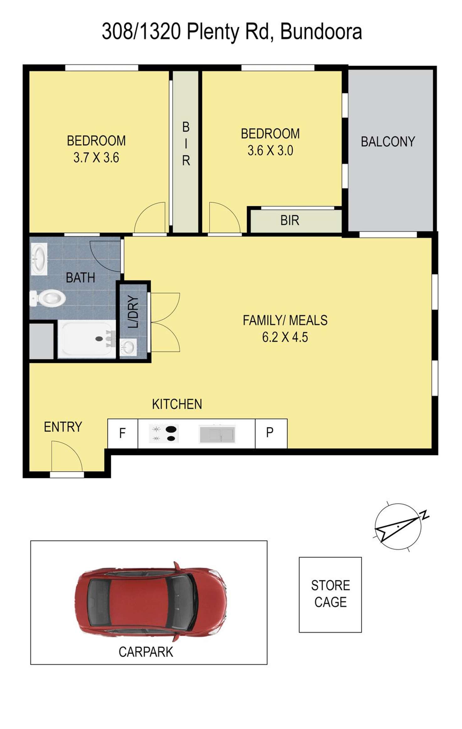Floorplan of Homely apartment listing, 308/1320 Plenty Road, Bundoora VIC 3083