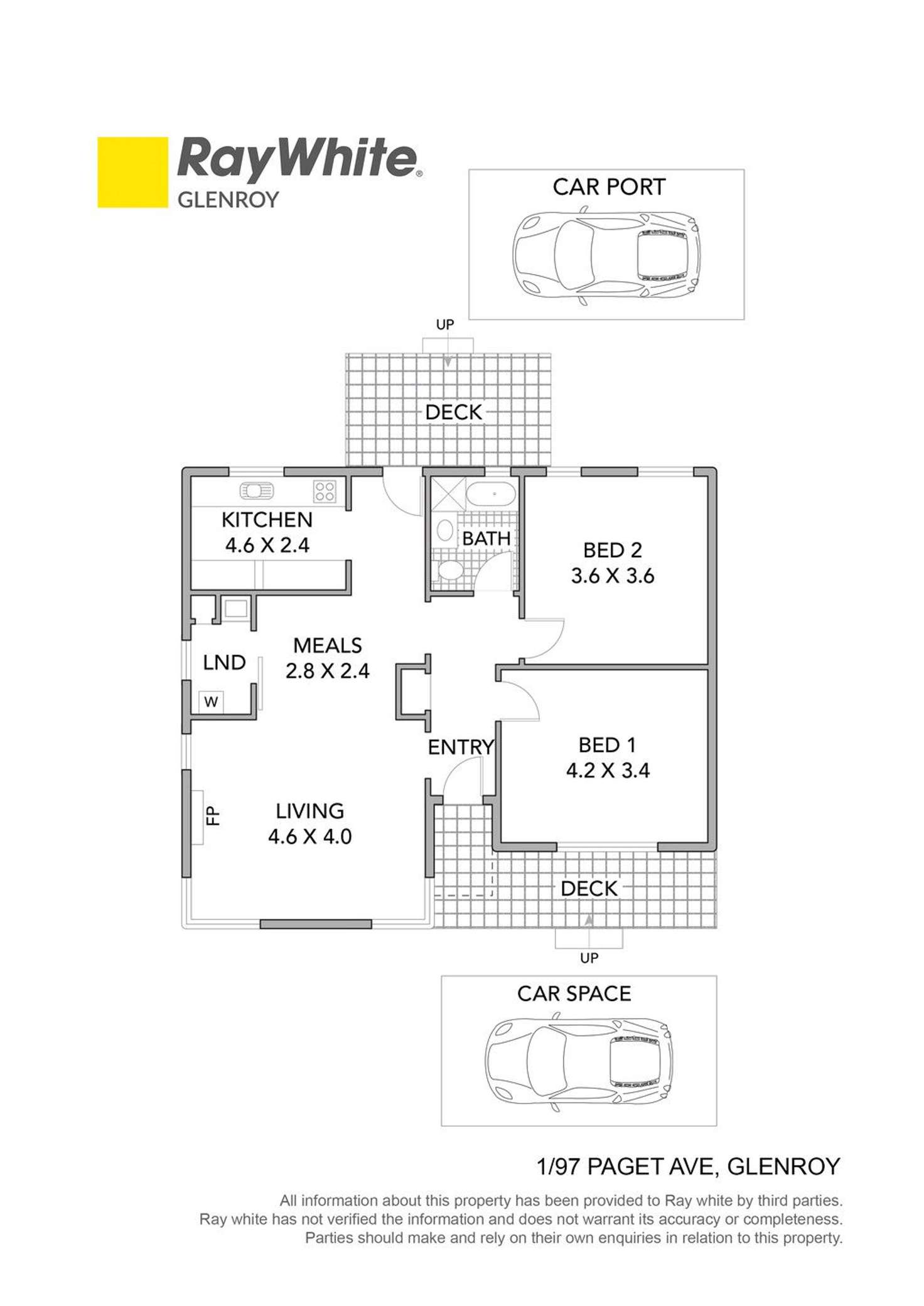 Floorplan of Homely unit listing, 1/97 Paget Avenue, Glenroy VIC 3046