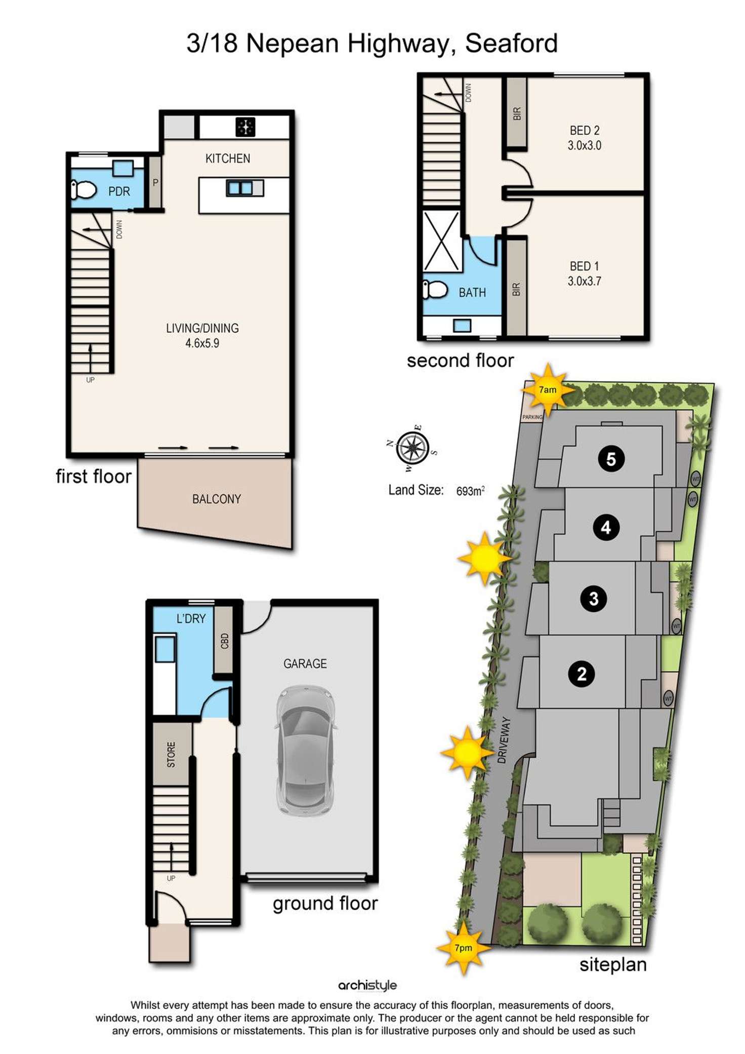 Floorplan of Homely townhouse listing, 3/18 Nepean Highway, Seaford VIC 3198