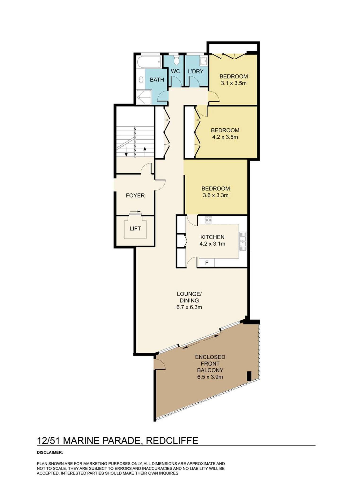 Floorplan of Homely unit listing, 12/51 Marine Parade, Redcliffe QLD 4020