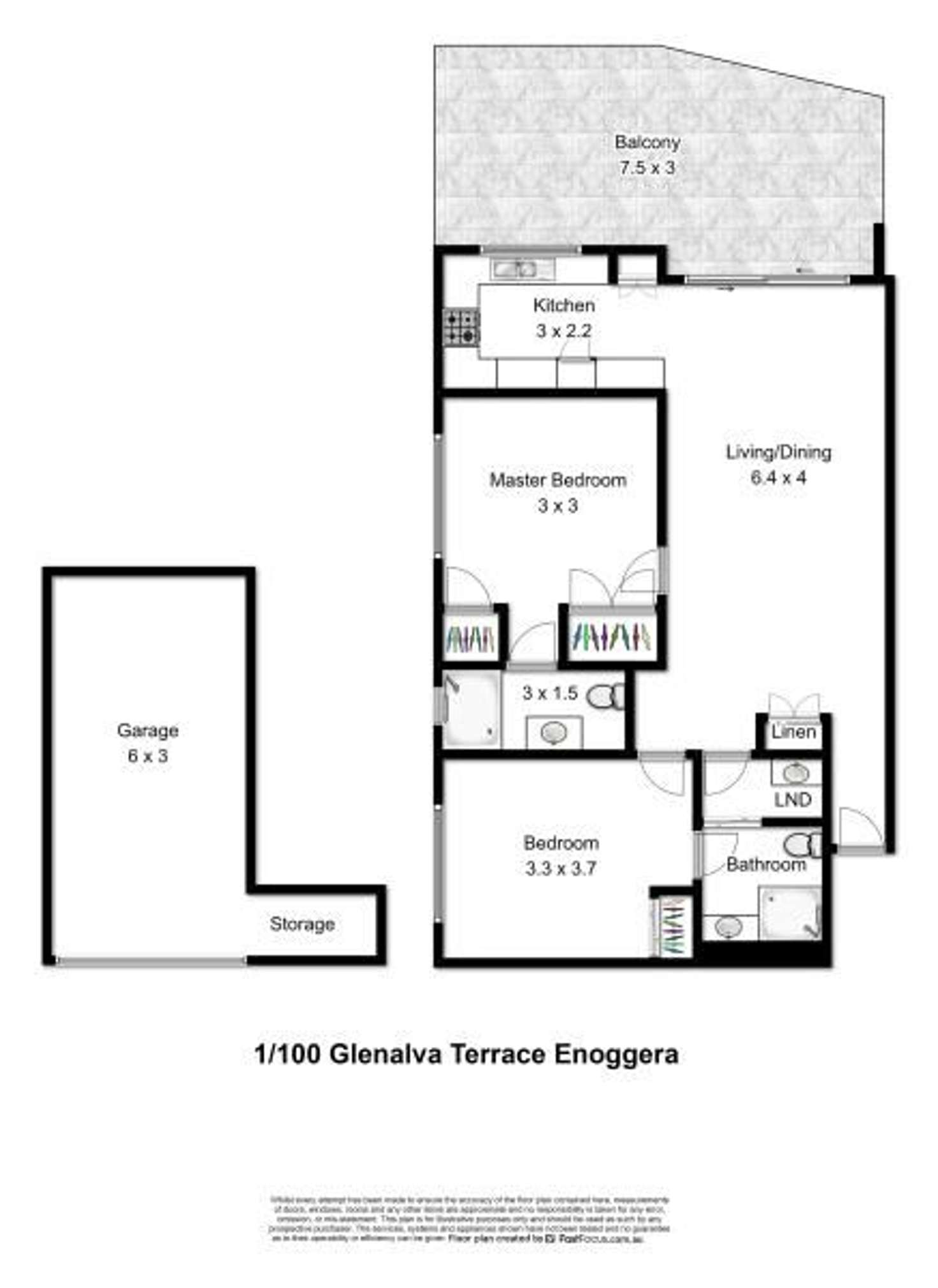 Floorplan of Homely unit listing, 1/100 Glenalva Terrace, Enoggera QLD 4051