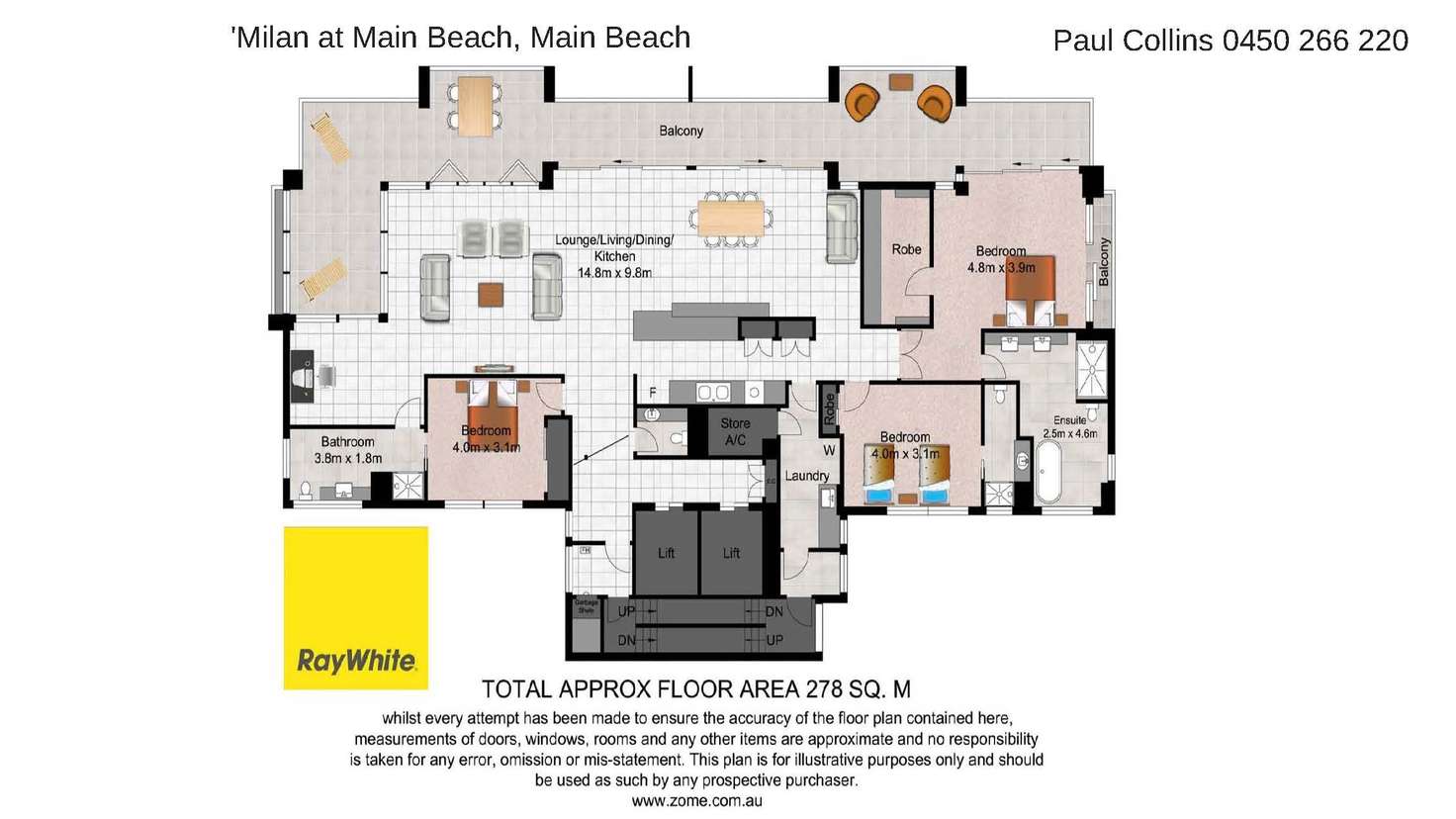 Floorplan of Homely apartment listing, 8/20 Hughes Avenue, Main Beach QLD 4217