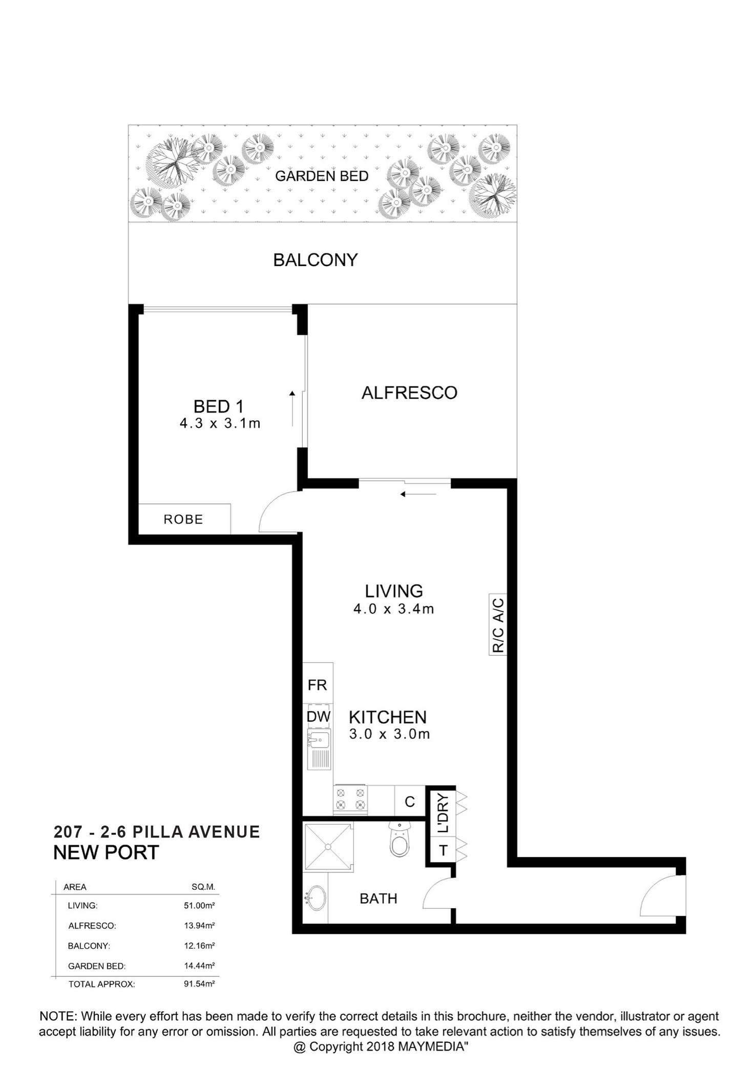 Floorplan of Homely apartment listing, 207/2-6 Pilla Avenue, New Port SA 5015