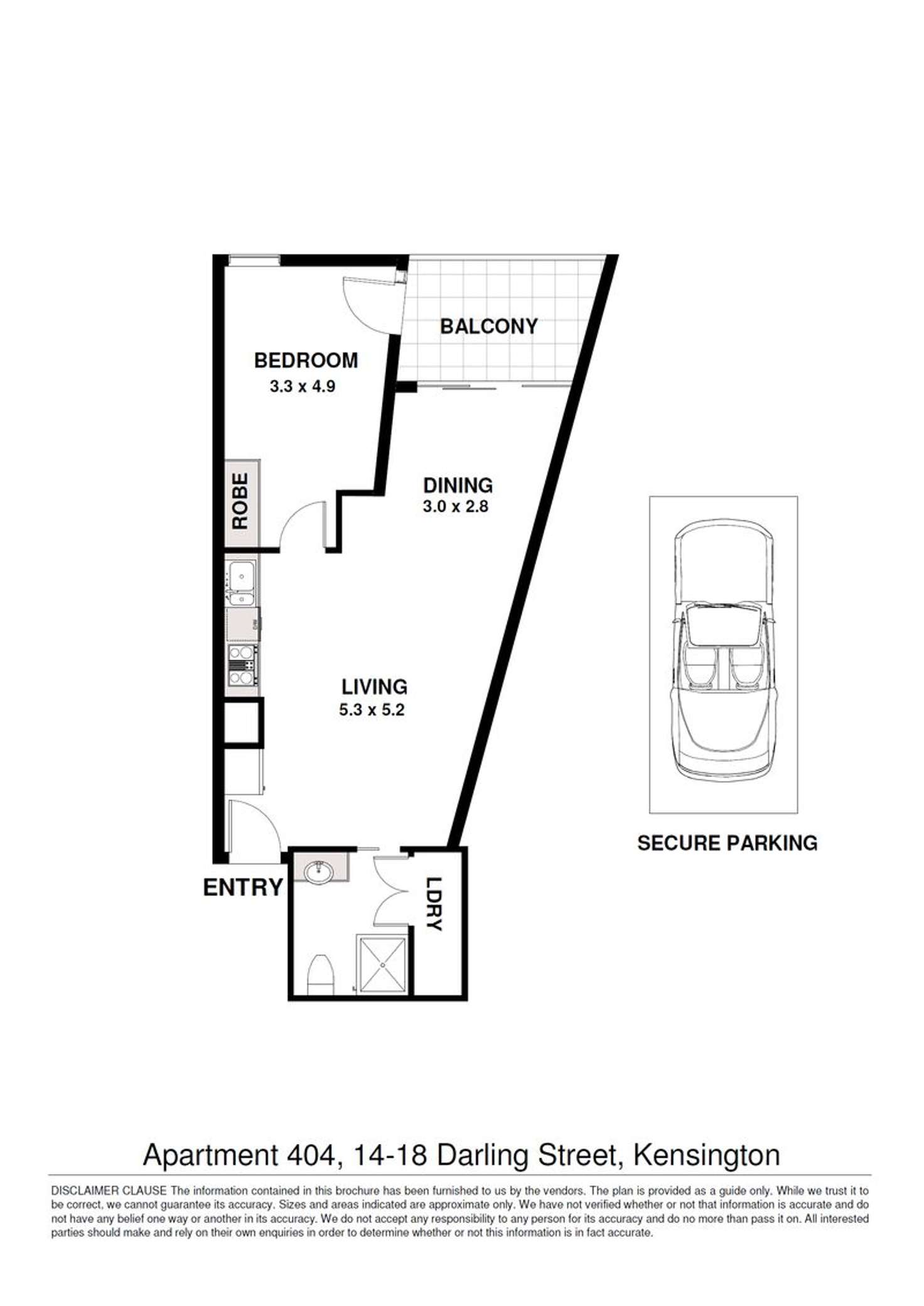 Floorplan of Homely apartment listing, 404/14-18 Darling Street, Kensington NSW 2033