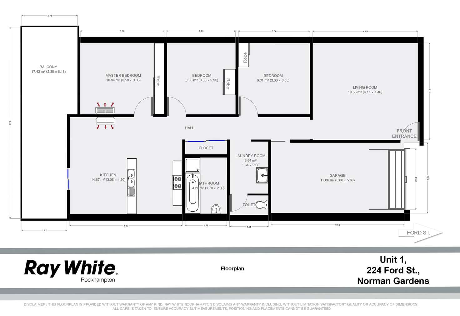 Floorplan of Homely unit listing, 1/224 Ford Street, Berserker QLD 4701