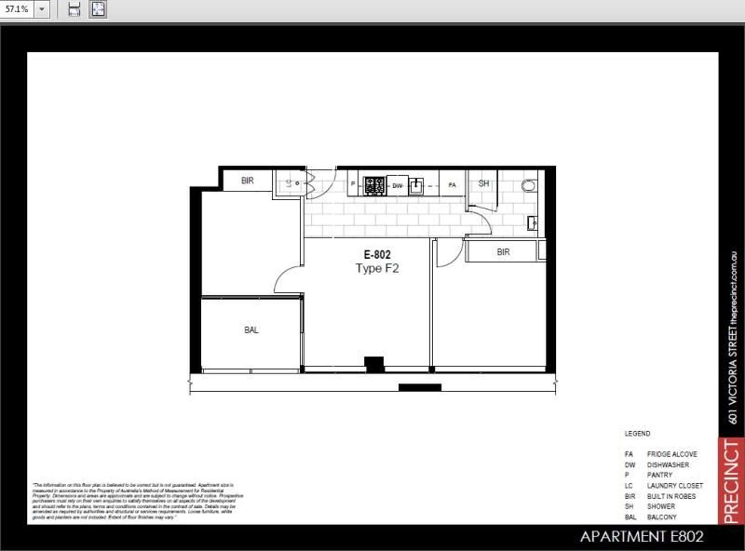 Floorplan of Homely apartment listing, E802/11 Flockhart Street, Abbotsford VIC 3067