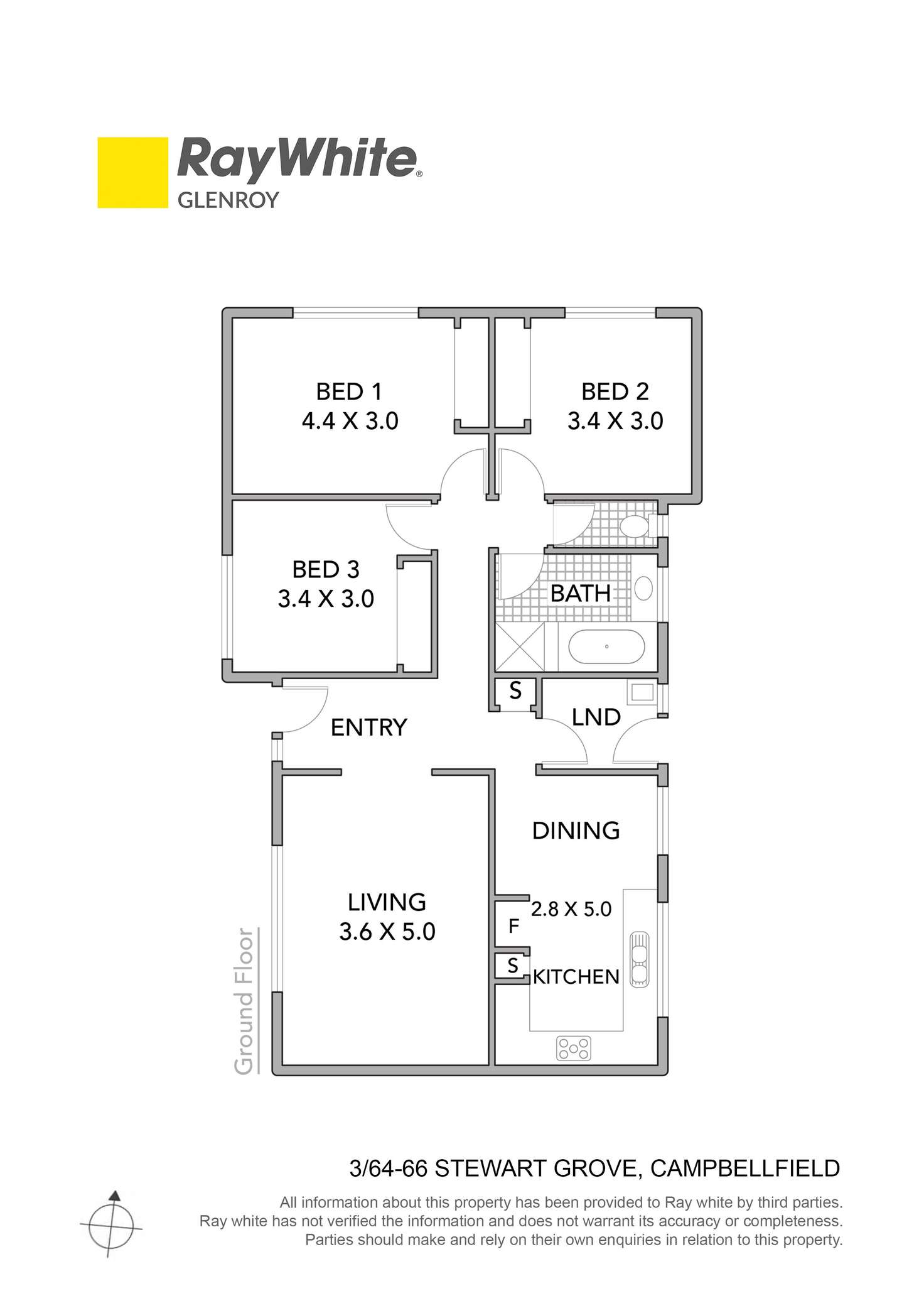 Floorplan of Homely unit listing, 3/64-66 Stewart Grove, Campbellfield VIC 3061