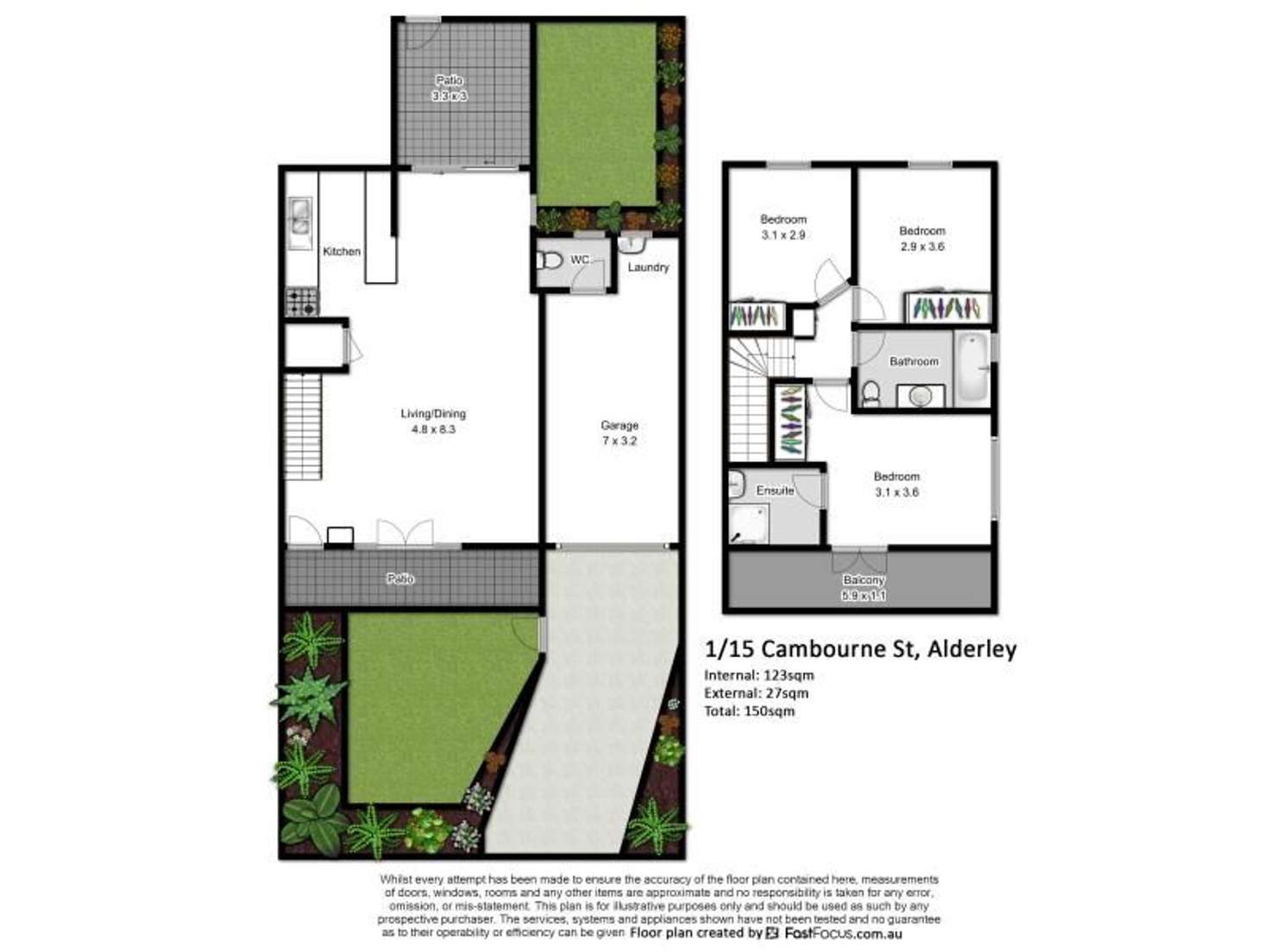 Floorplan of Homely townhouse listing, 1/15 Camborne Street, Alderley QLD 4051