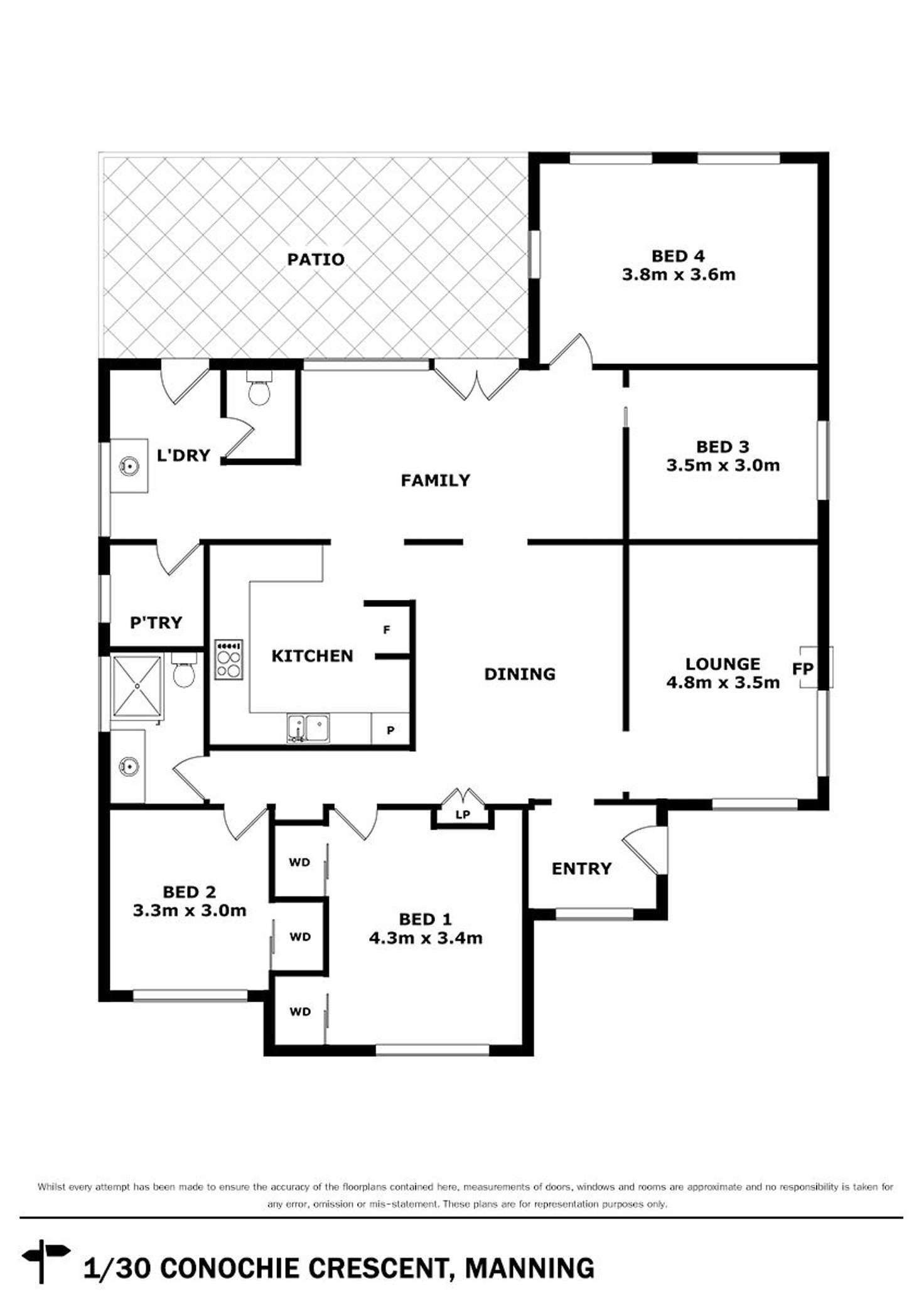Floorplan of Homely house listing, 30 Conochie Crescent, Manning WA 6152