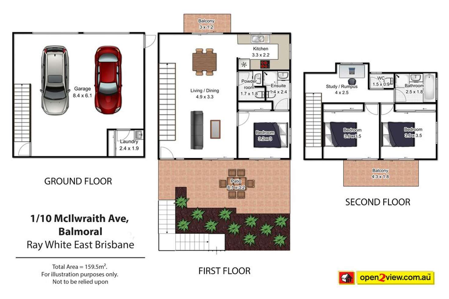 Floorplan of Homely townhouse listing, 1/10 Mcilwraith Avenue, Balmoral QLD 4171