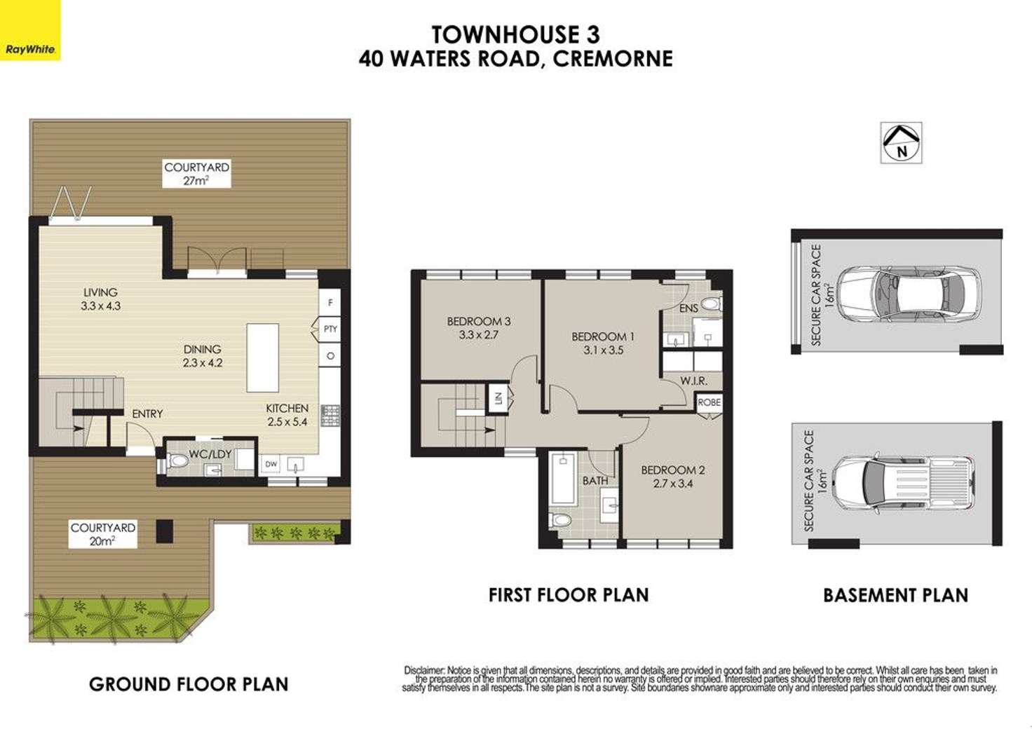 Floorplan of Homely townhouse listing, 3/40 Waters Road, Cremorne NSW 2090