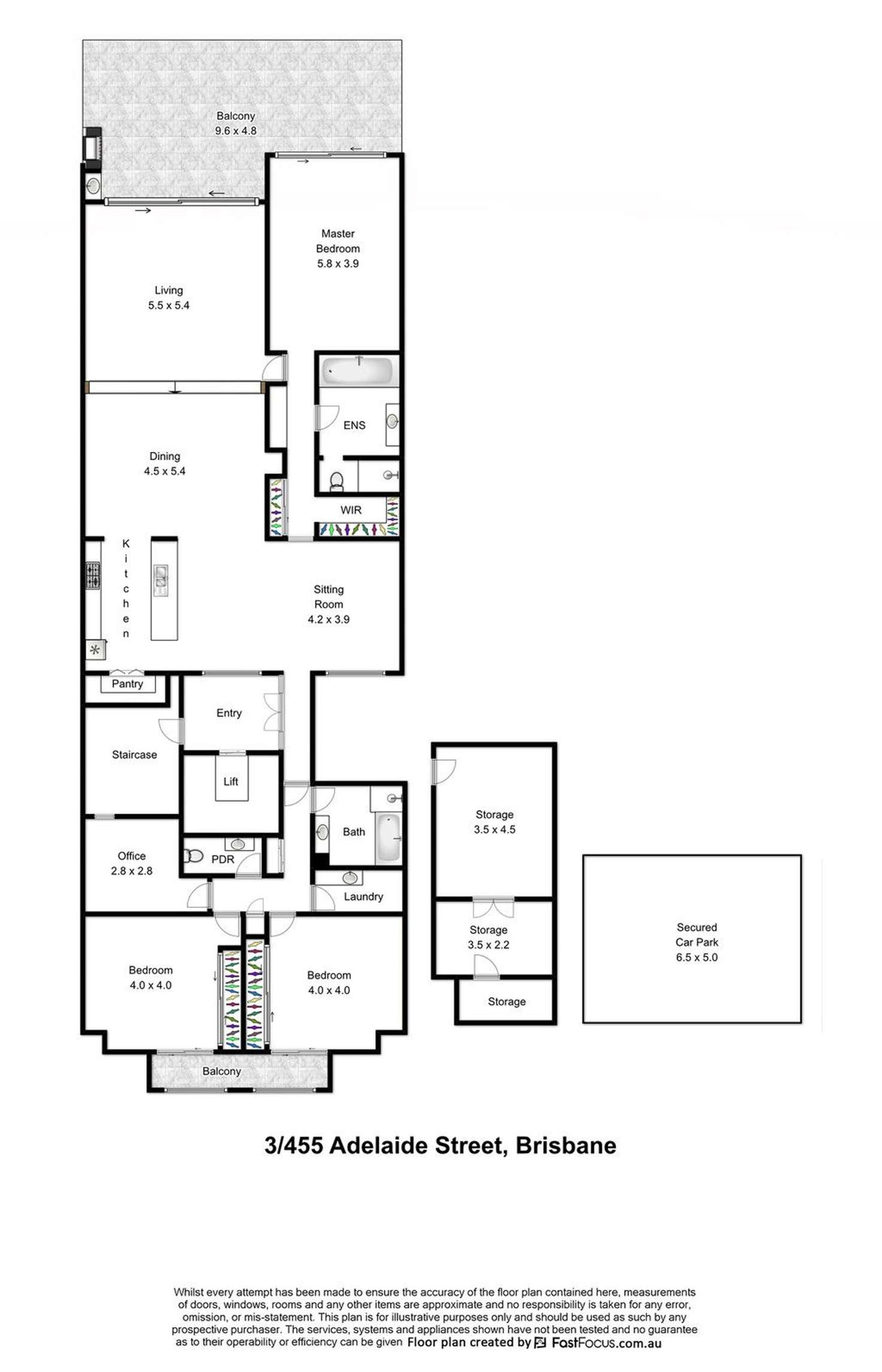 Floorplan of Homely apartment listing, 3/455 Adelaide Street, Brisbane QLD 4000