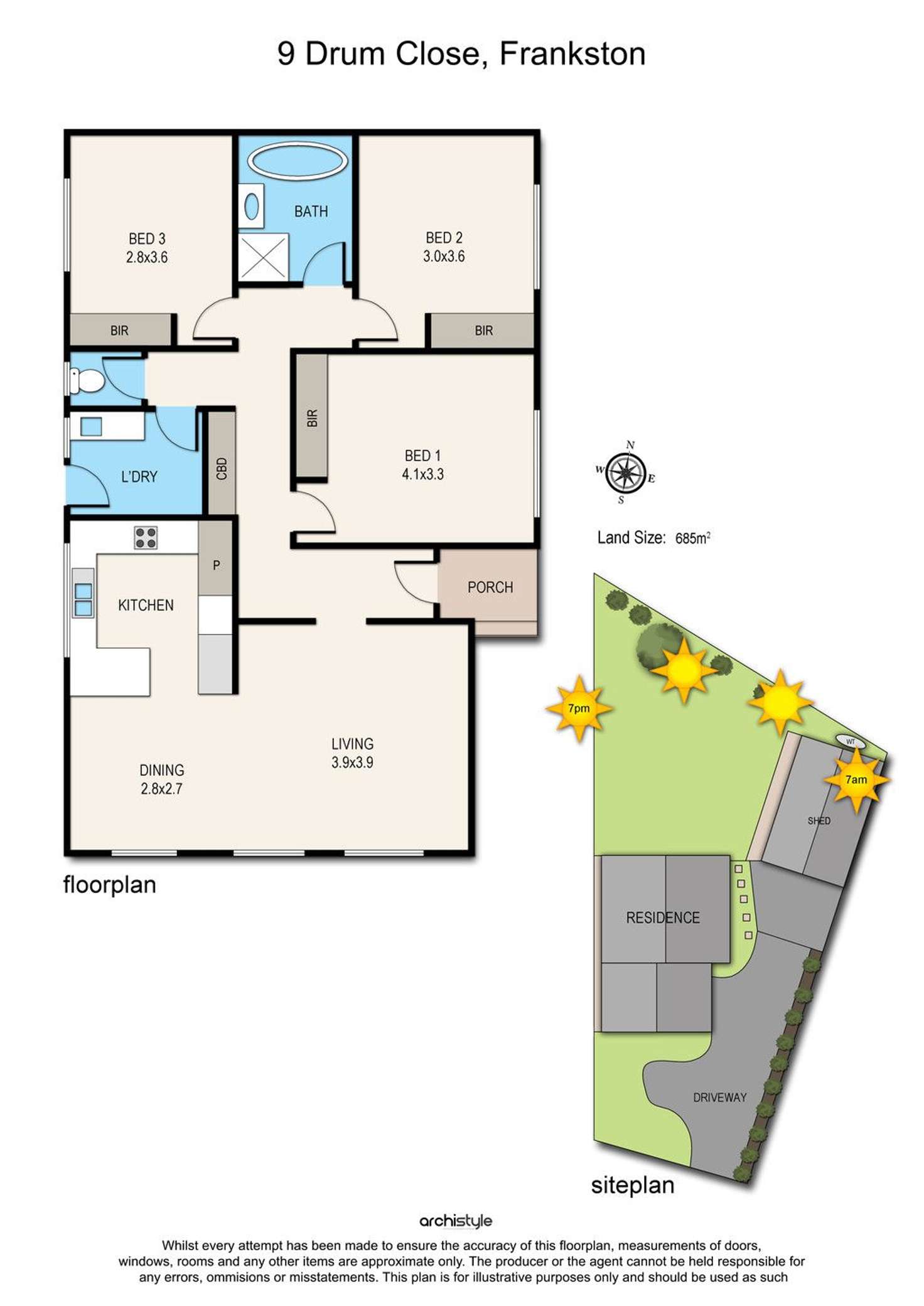 Floorplan of Homely house listing, 9 Drum Close, Frankston VIC 3199