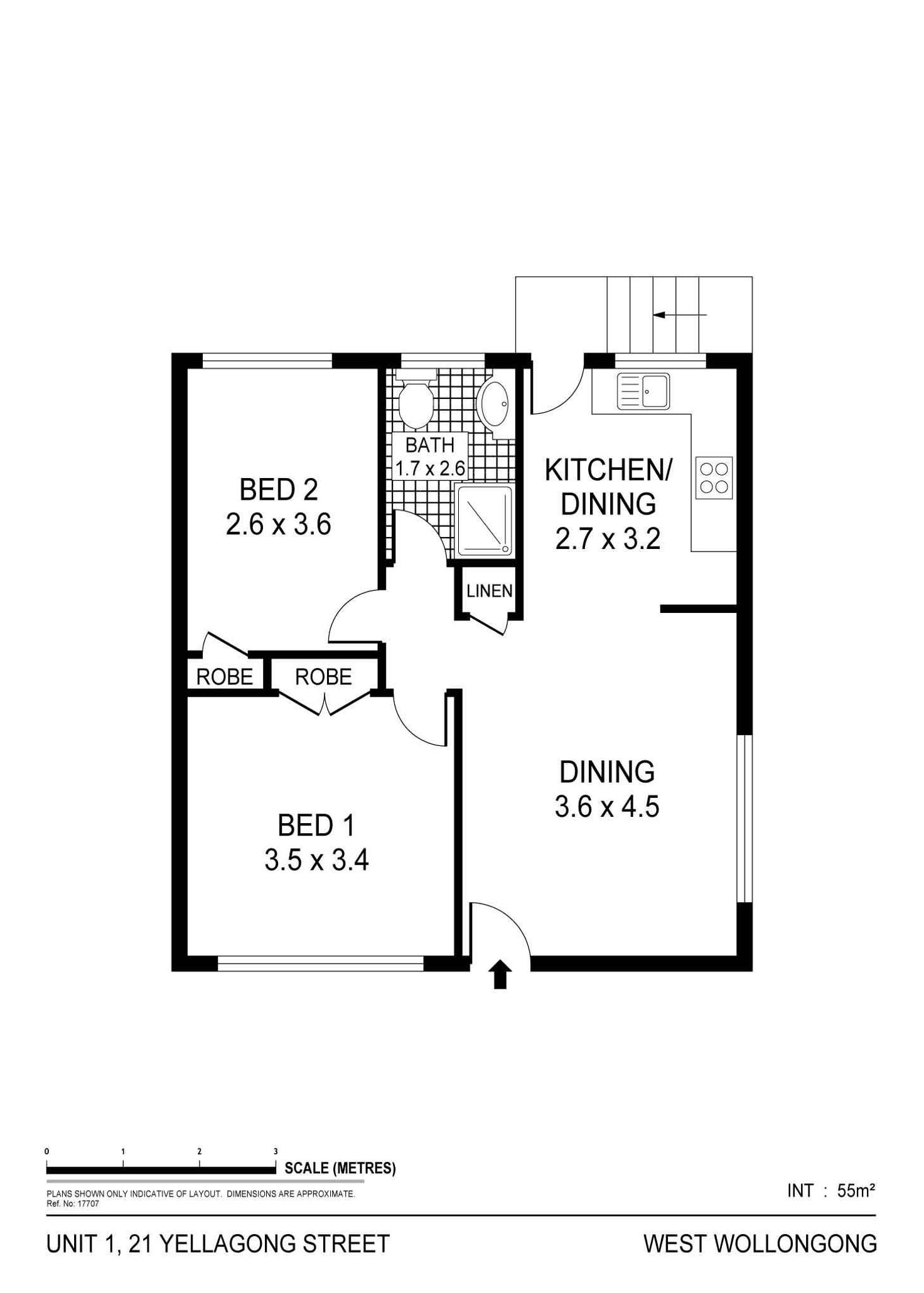 Floorplan of Homely apartment listing, 1/21 Yellagong Street, West Wollongong NSW 2500