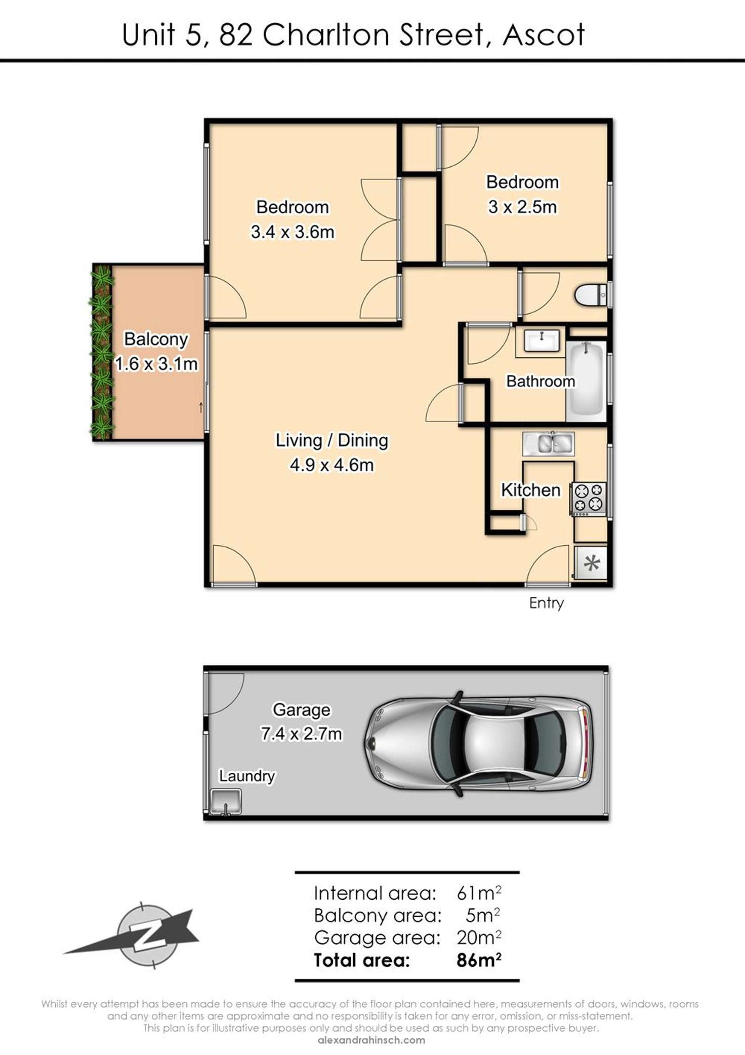 Floorplan of Homely unit listing, 5/82 Charlton Street, Ascot QLD 4007
