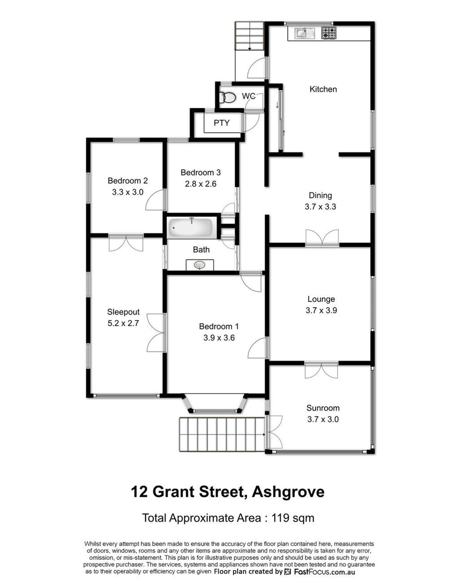 Floorplan of Homely house listing, 12 Grant Street, Ashgrove QLD 4060