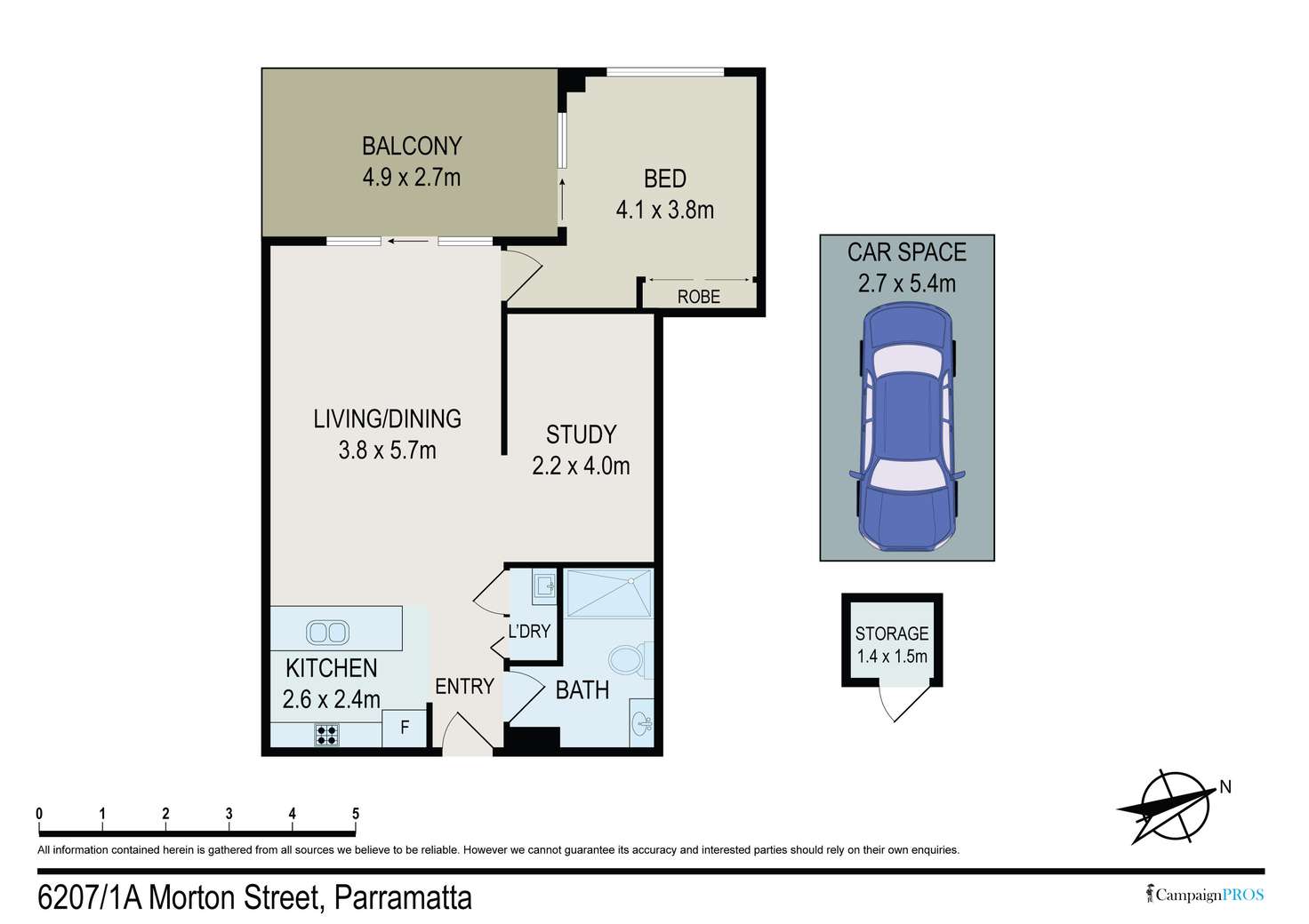 Floorplan of Homely apartment listing, 6207/1A Morton Street, Parramatta NSW 2150