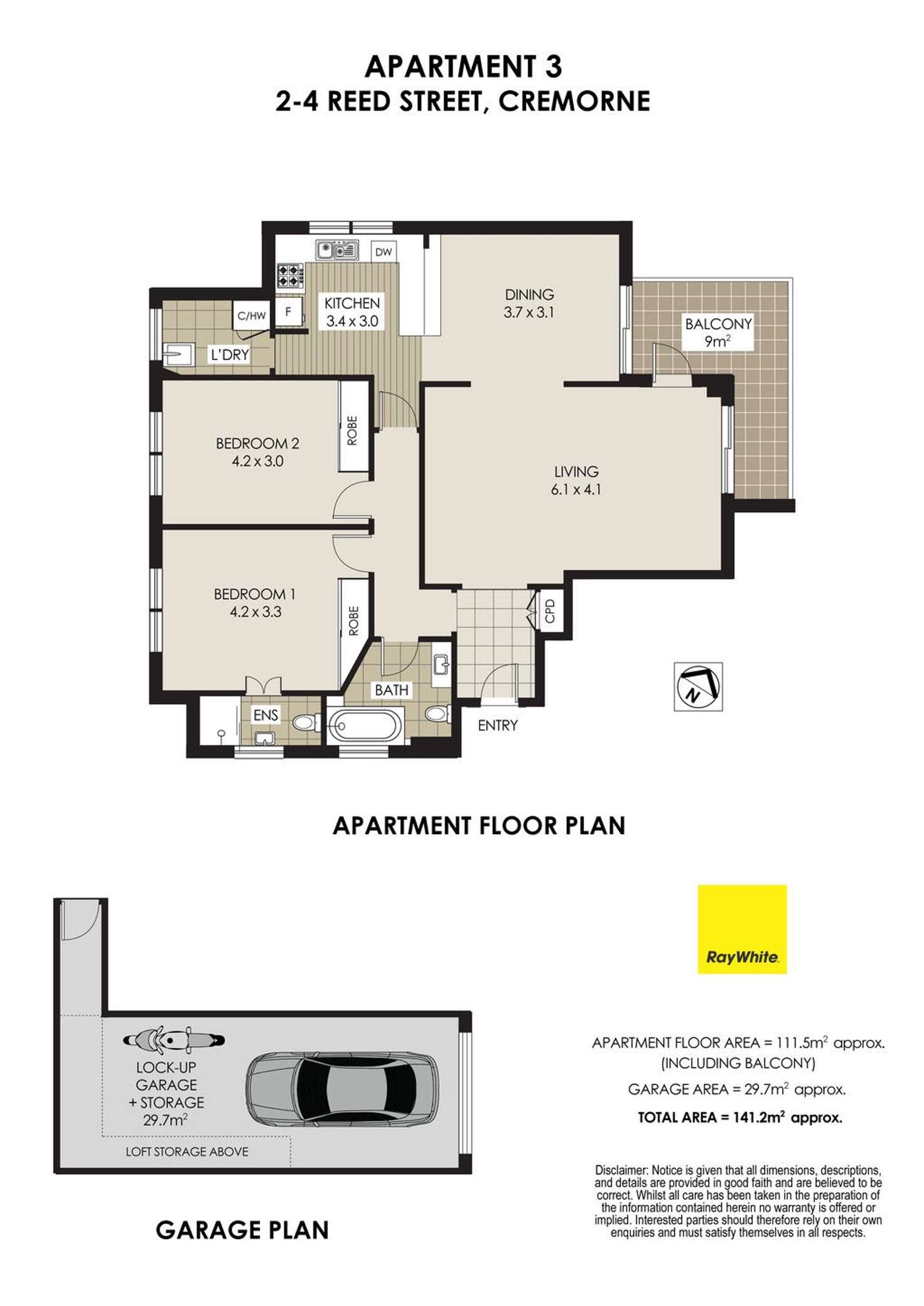 Floorplan of Homely apartment listing, 3/2-4 Reed Street, Cremorne NSW 2090