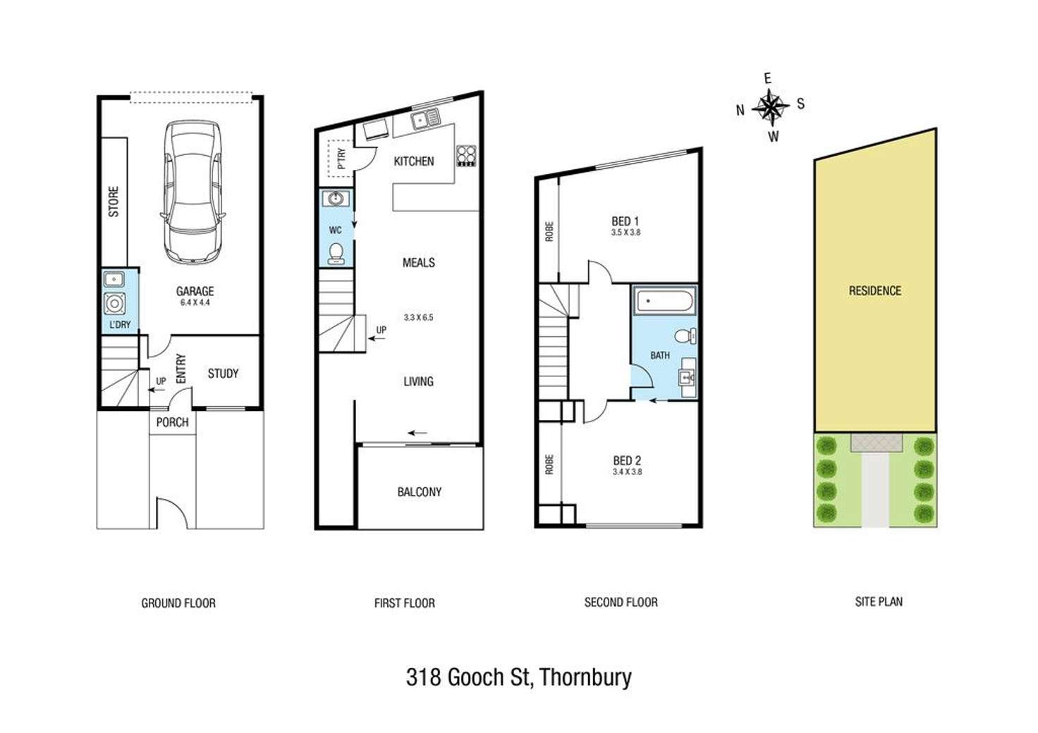 Floorplan of Homely townhouse listing, 318 Gooch Street, Thornbury VIC 3071