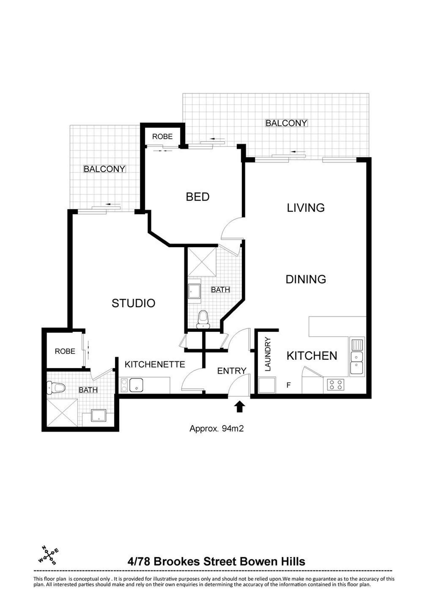 Floorplan of Homely apartment listing, 4/78 Brookes Street, Bowen Hills QLD 4006